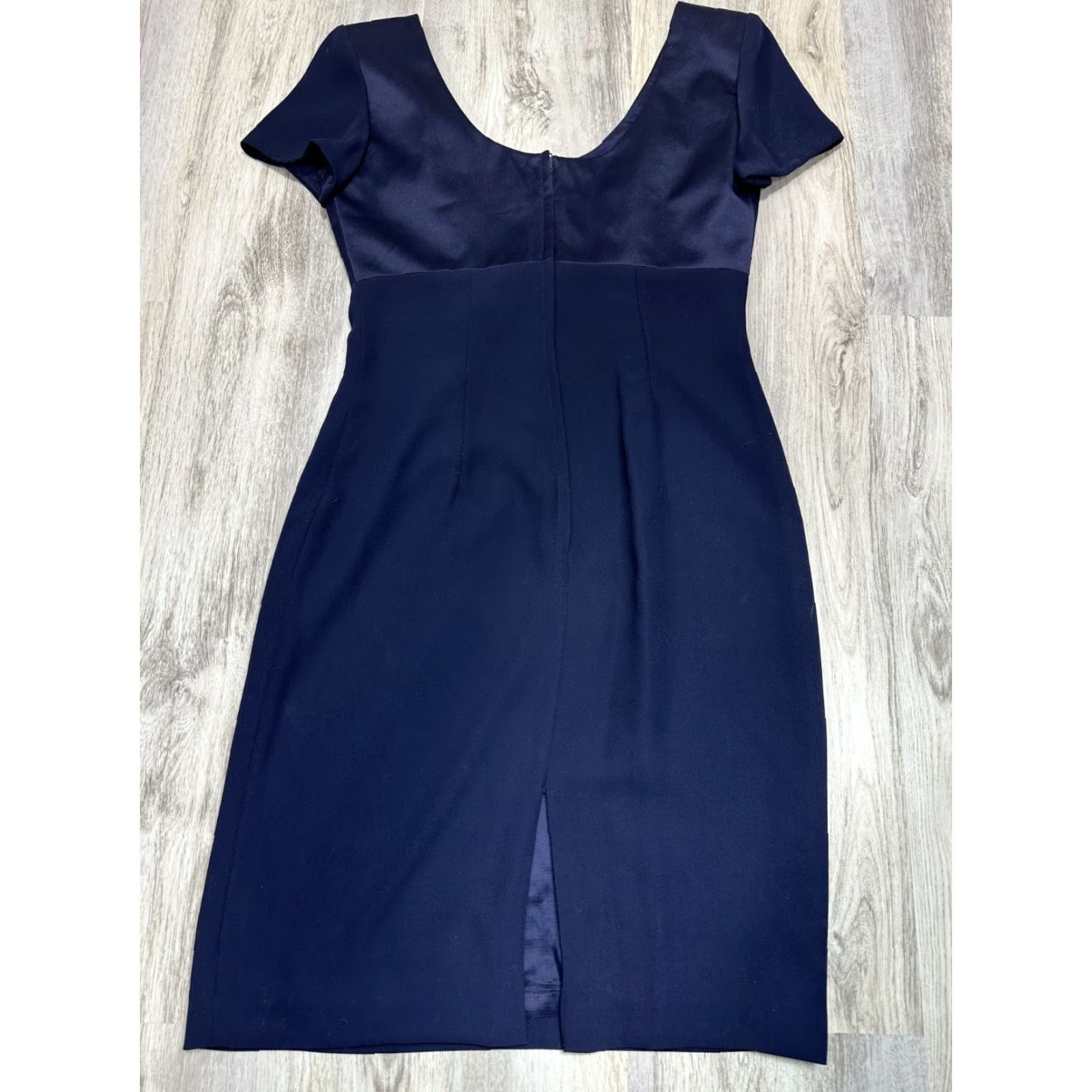 Vintage En Francais Blue Bodycon Dress Short Sleeve Bow Button Accent Lined Cocktail Sz 6 Womens Size M / US 6-8 / IT 42-44 - 3 Thumbnail