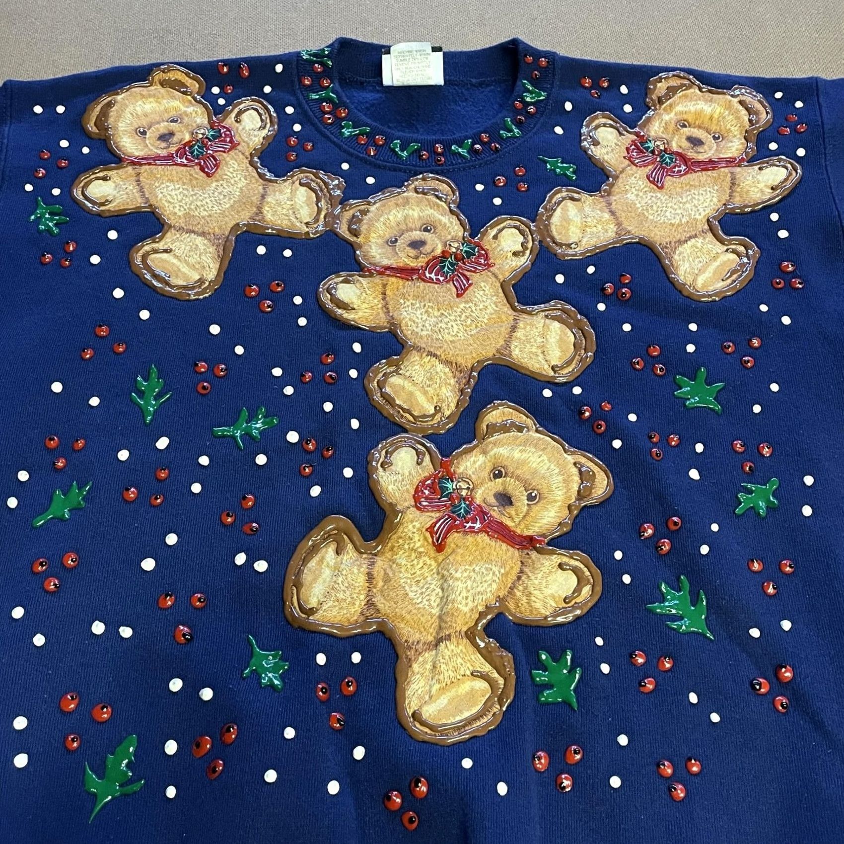 Lee VINTAGE Lee Sturdy Sweats Sweater Womens Large Blue Teddy Bear Christmas 90s USA Size L / US 10 / IT 46 - 2 Thumbnail