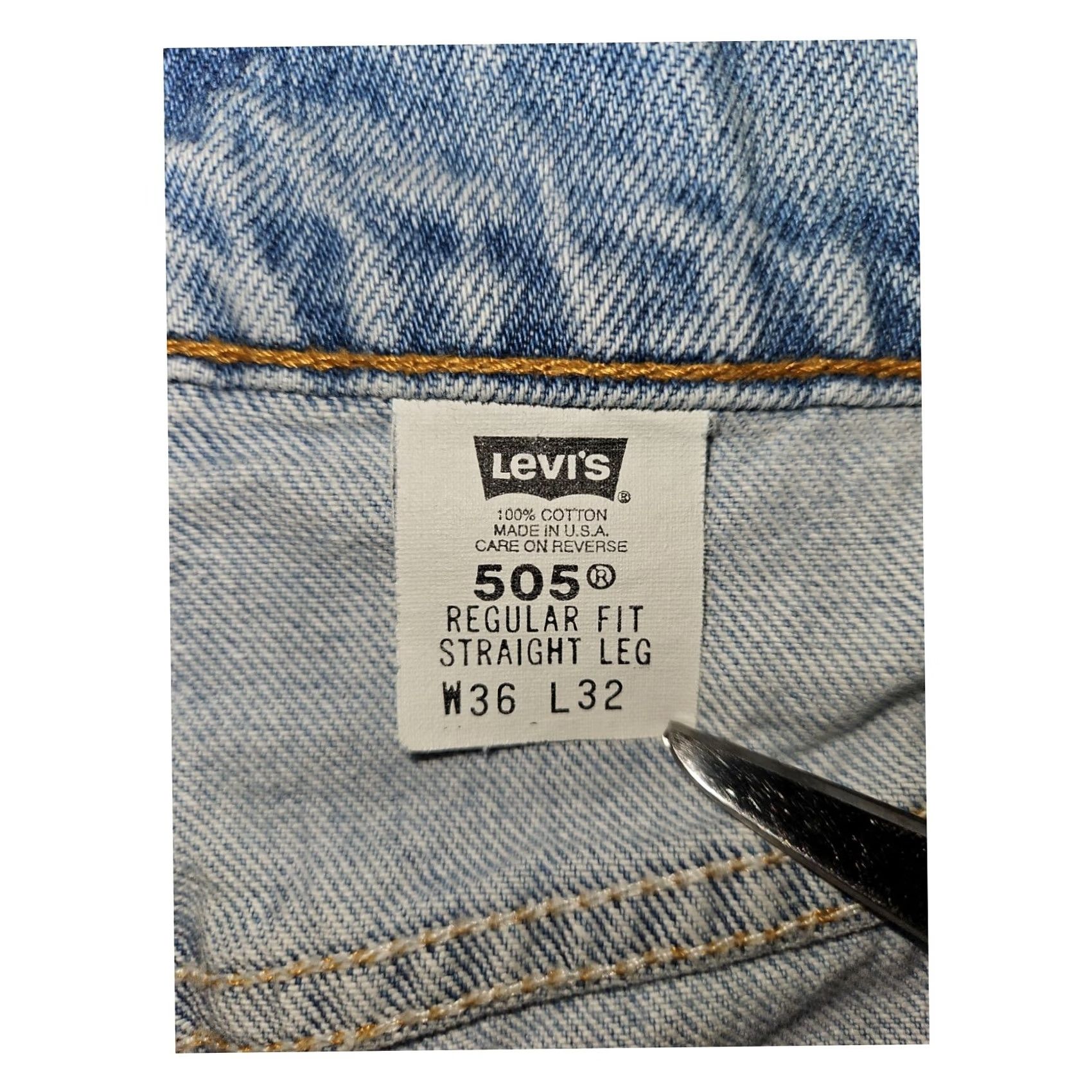Levi's VINTAGE Levi's 505 Jeans Men's 36x30 Regular Straight Blue 90s Grunge Levi's Logo USA Mens Size US 36 / EU 52 - 2 Thumbnail