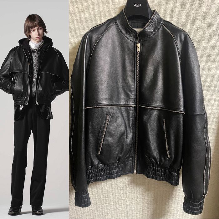 Celine celine 21aw zip leather jacket hedi slimane bomber | Grailed