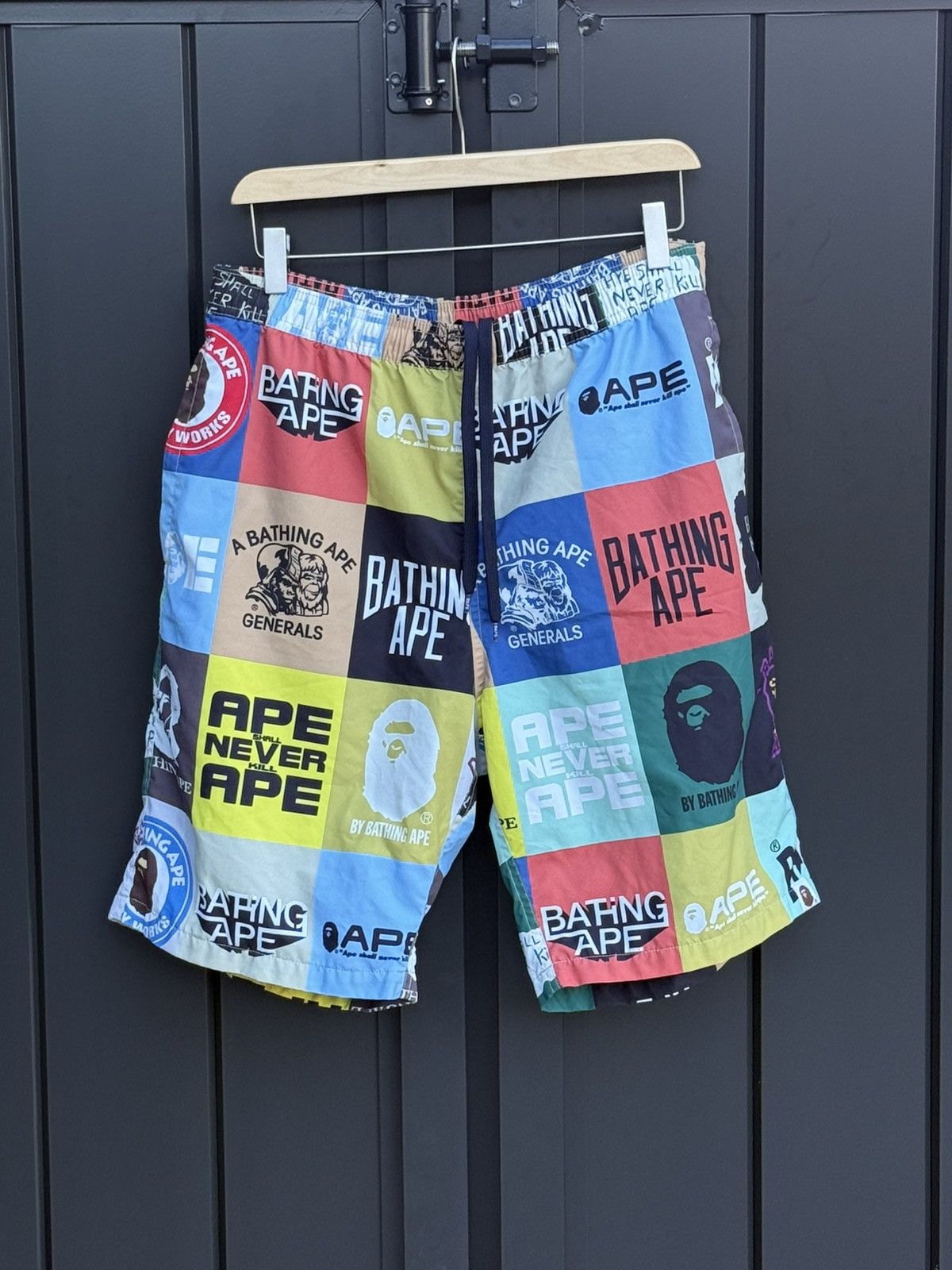 BAPE classic logo beach shorts