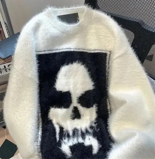 Aran Isles Knitwear × Japanese Brand Harajuku Punk Mohair Skull Oversized Sweater Size US L / EU 52-54 / 3 - 3 Thumbnail