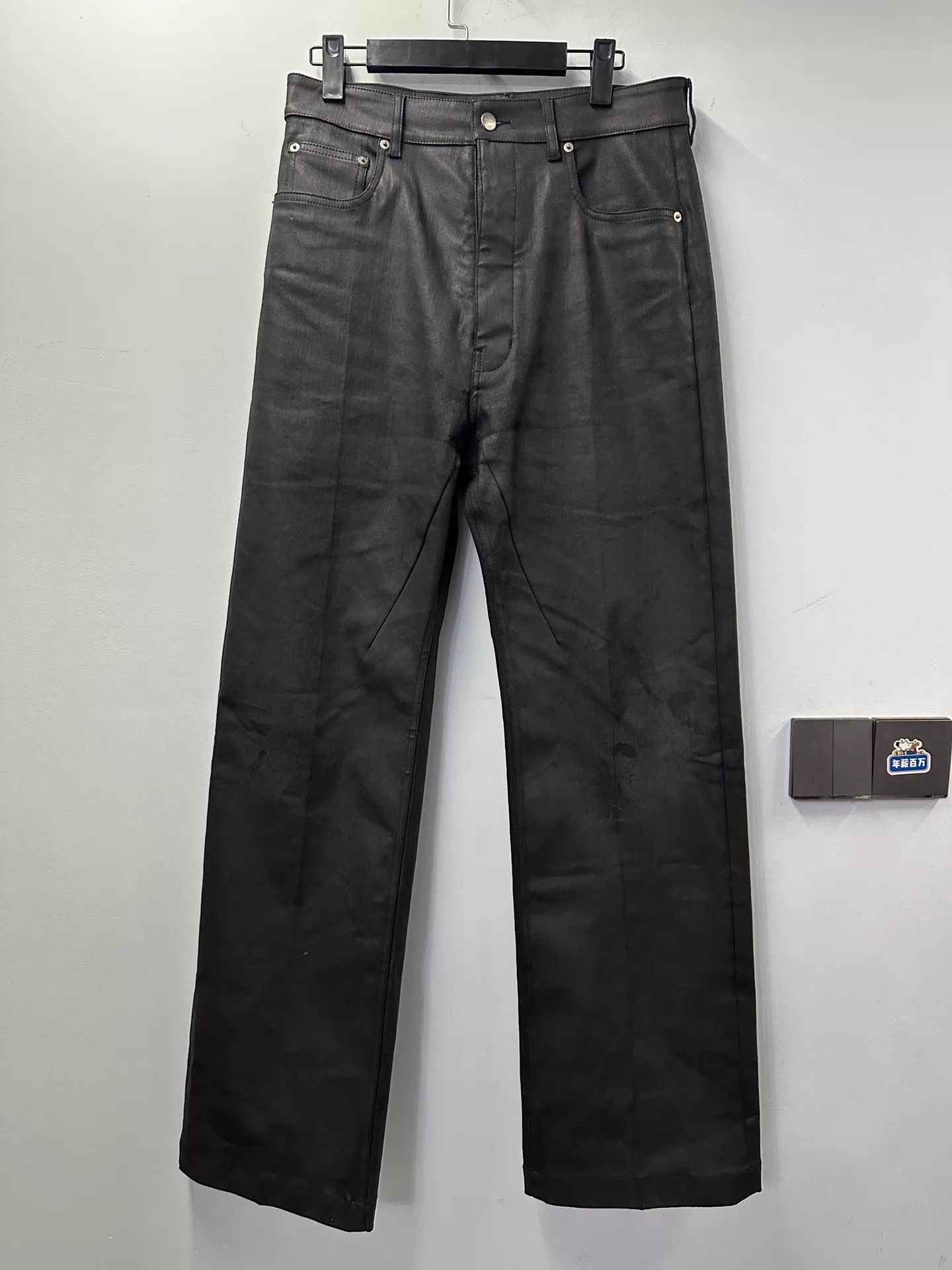 Rick Owens Rick Owens Geth Waxed Straight Wide-Leg Jean Size 30 Size US 30 / EU 46 - 1 Thumbnail