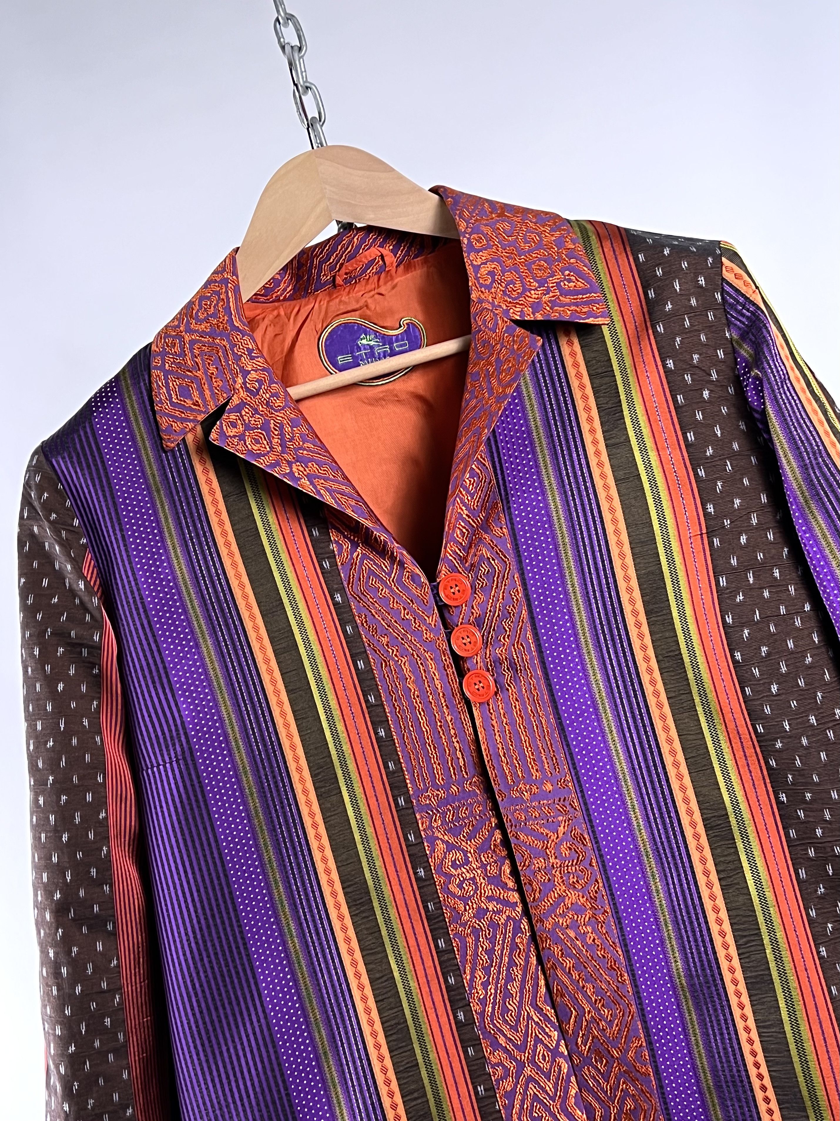 Etro Etro Striped Silk Multicolor Light Jacket Blazer Size M / US 6-8 / IT 42-44 - 8 Thumbnail