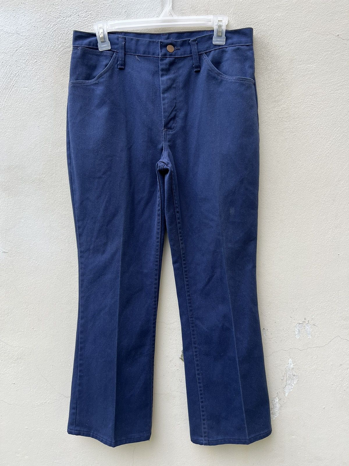 Vintage Vintage 60s Wrangler Navy Blue Flare Pant Size US 31 - 6 Thumbnail