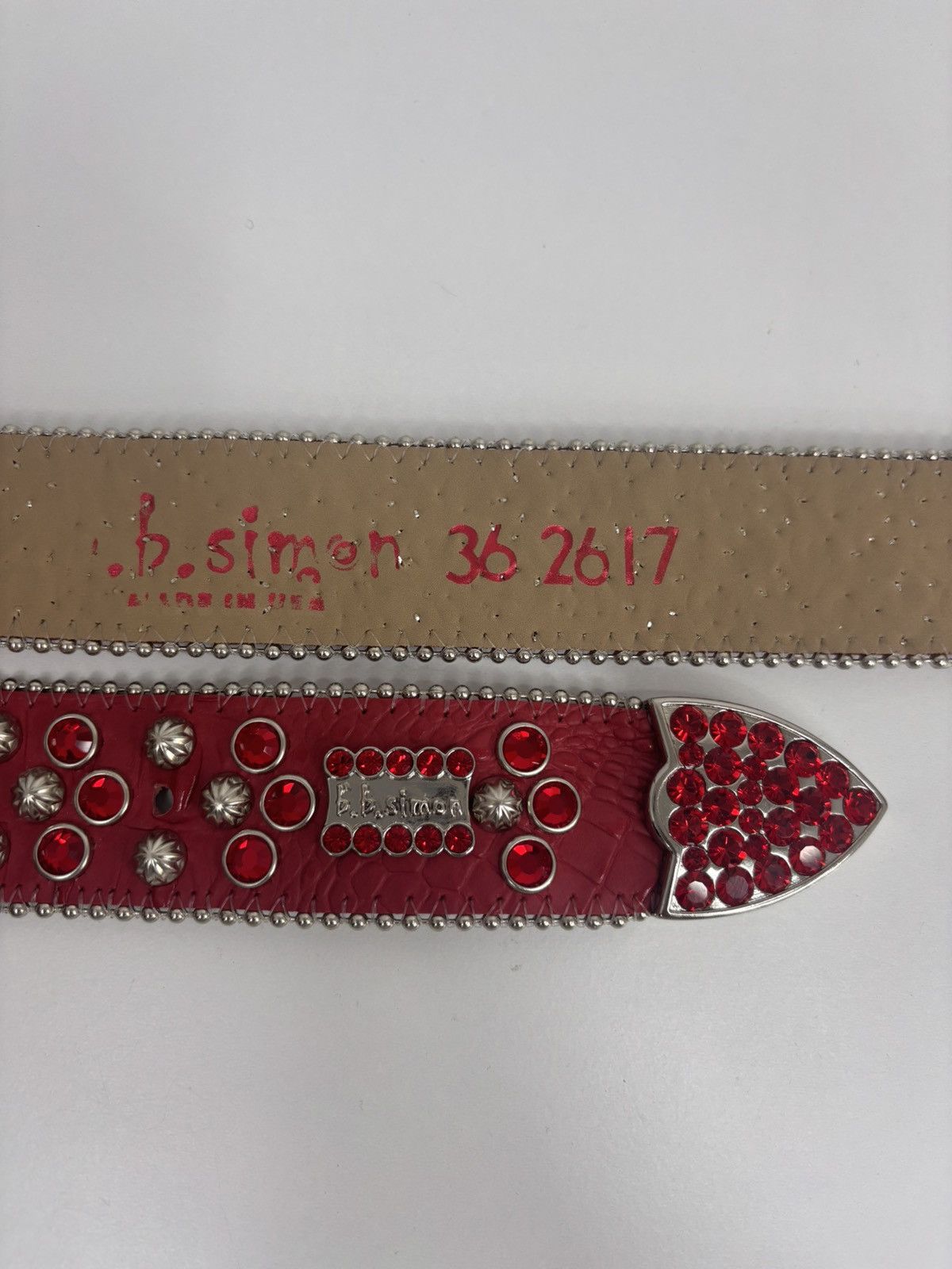 B.B. Simon BB Simon Belt 2617 Lavasan Red 100% Authentic Size 36 Size 36 - 5 Thumbnail