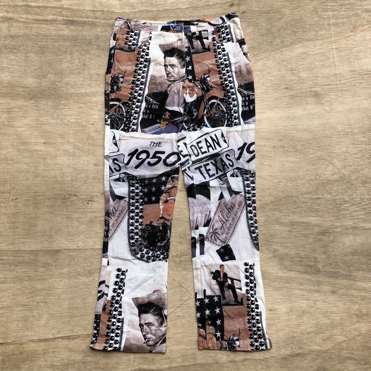 Designer × Vintage LUCIANO PAVAROLTI JAMES DEAN VINTAGE PRINT STRETCH PANTS Size 30" / US 8 / IT 44 - 1 Thumbnail
