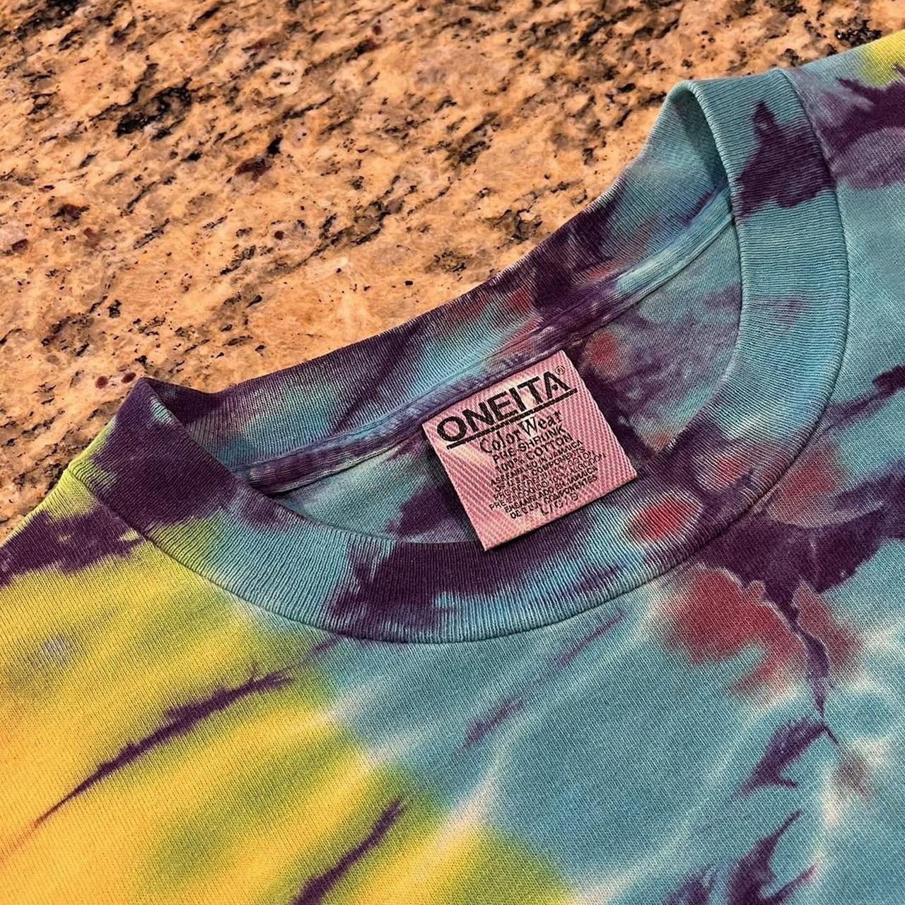 Vintage Vintage 90s Oneita Long Sleeve Fractal Tie Dye Blank Tshirt Size US L / EU 52-54 / 3 - 4 Thumbnail
