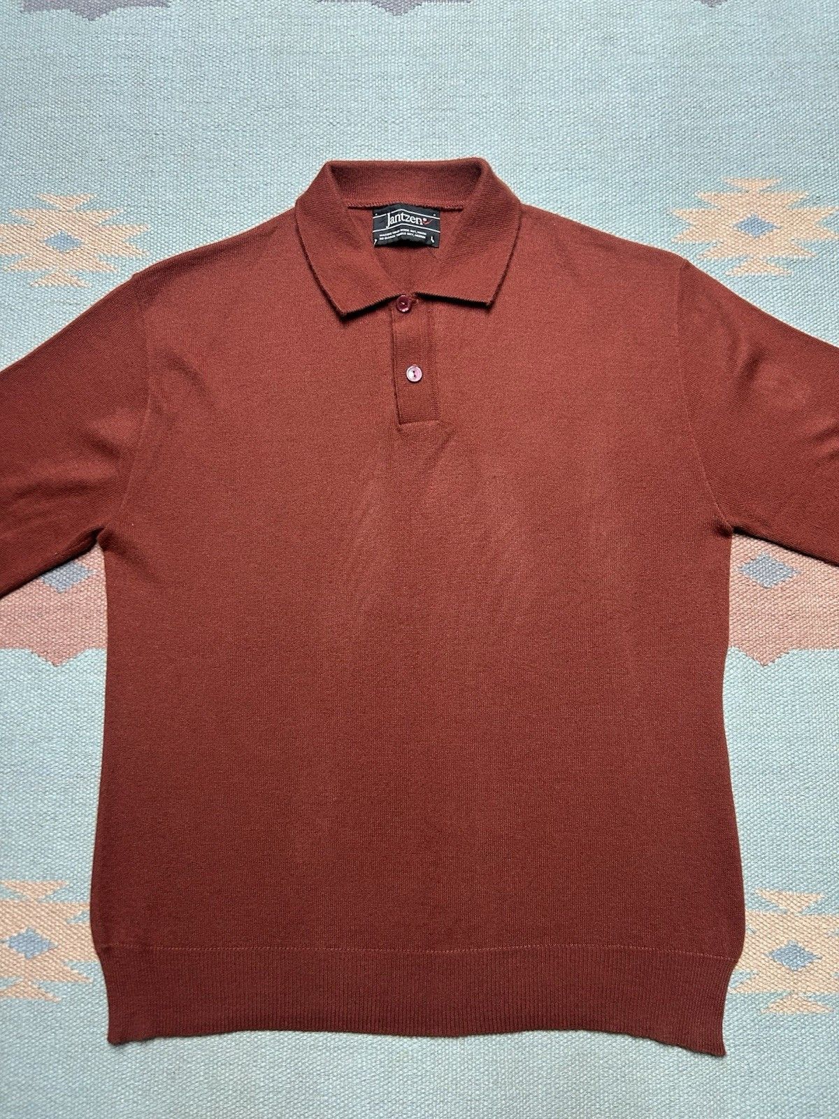 Vintage Vintage polo shirt jantzen acrylic knit burnt orange large Size US L / EU 52-54 / 3 - 2 Thumbnail