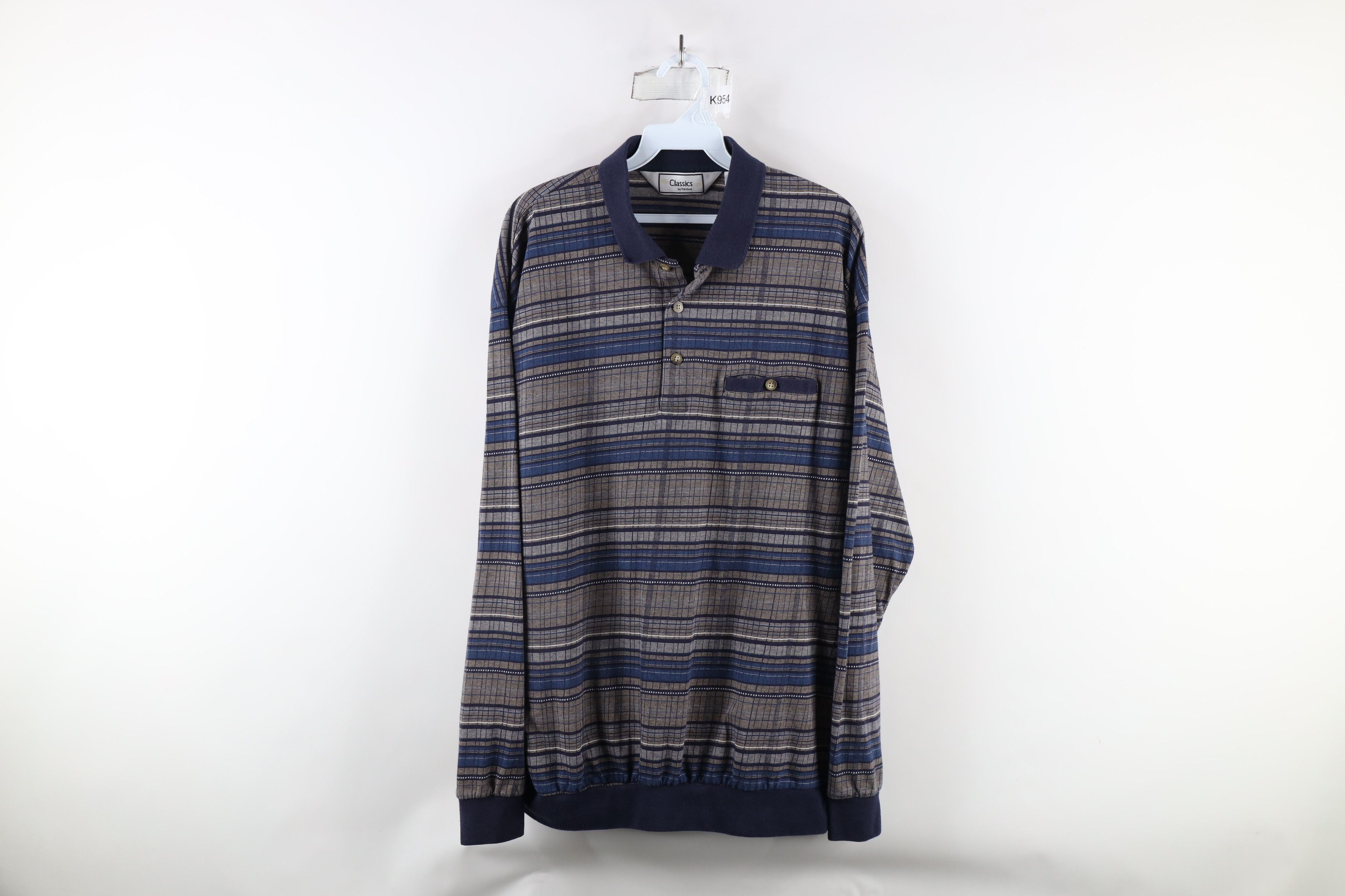 Vintage Vintage 90s Streetwear Knit Long Sleeve Pullover Polo Shirt Size US XL / EU 56 / 4 - 1 Thumbnail