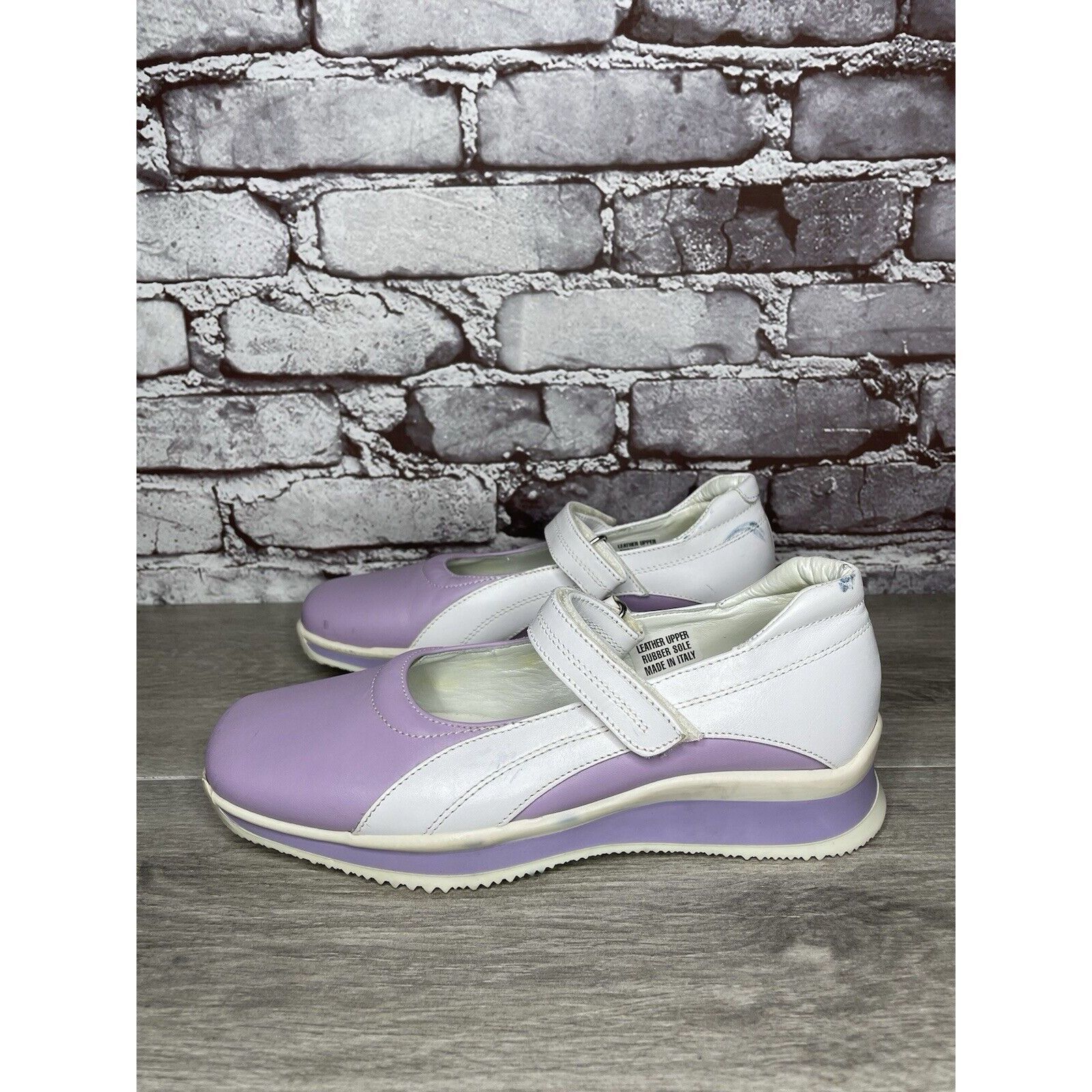 Other Halogen Purple Leather White MaryJane Strap Wedge Comfort Sh Size US 6 / IT 36 - 8 Thumbnail