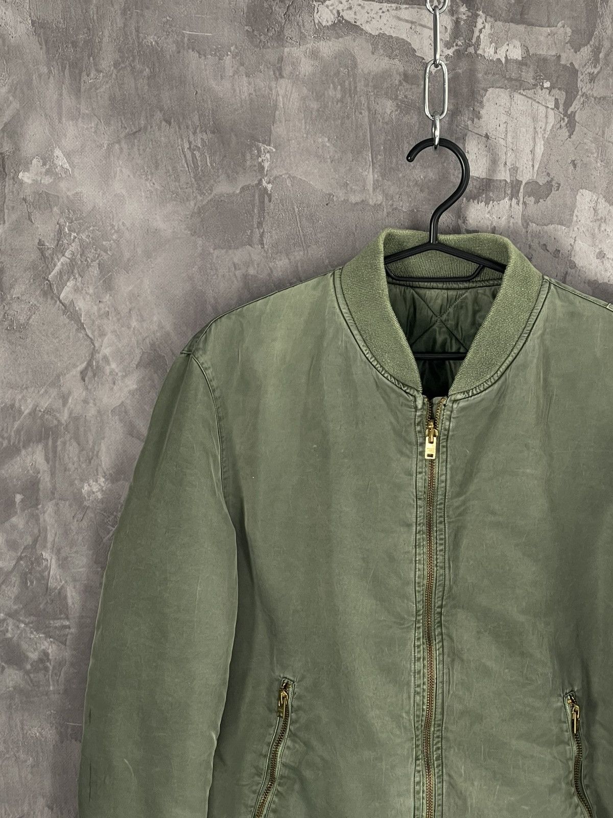 Designer × Japanese Brand Vintage Green MA-1 Reversible Cropped Bomber Jacket Size M / US 6-8 / IT 42-44 - 3 Thumbnail
