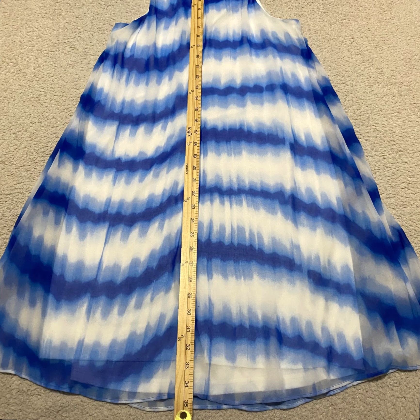 Calvin Klein Calvin Klein Dress Womens sz 6 Blue Striped Sleeveless Scoop Neck Lined Chiffon Knee Length Casual Size M / US 6-8 / IT 42-44 - 7 Thumbnail