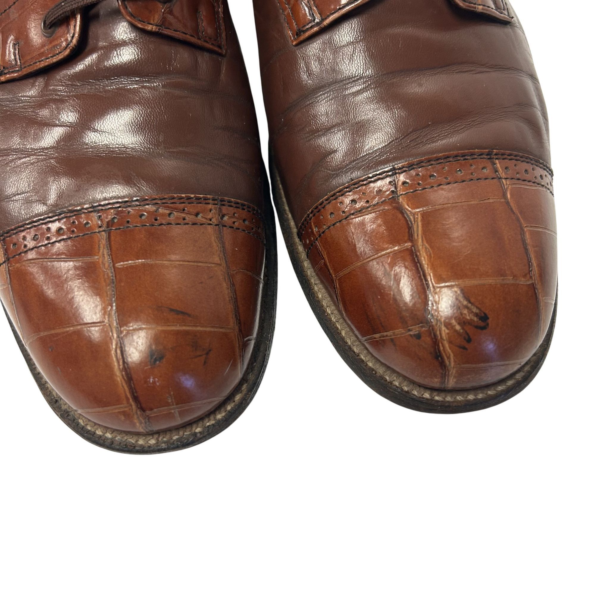 Stacy Adams Vtg Stacy Adams 2 Tone ALLIGATOR GRAIN Cap Toe Oxfords Size US 11 / EU 44 - 4 Thumbnail