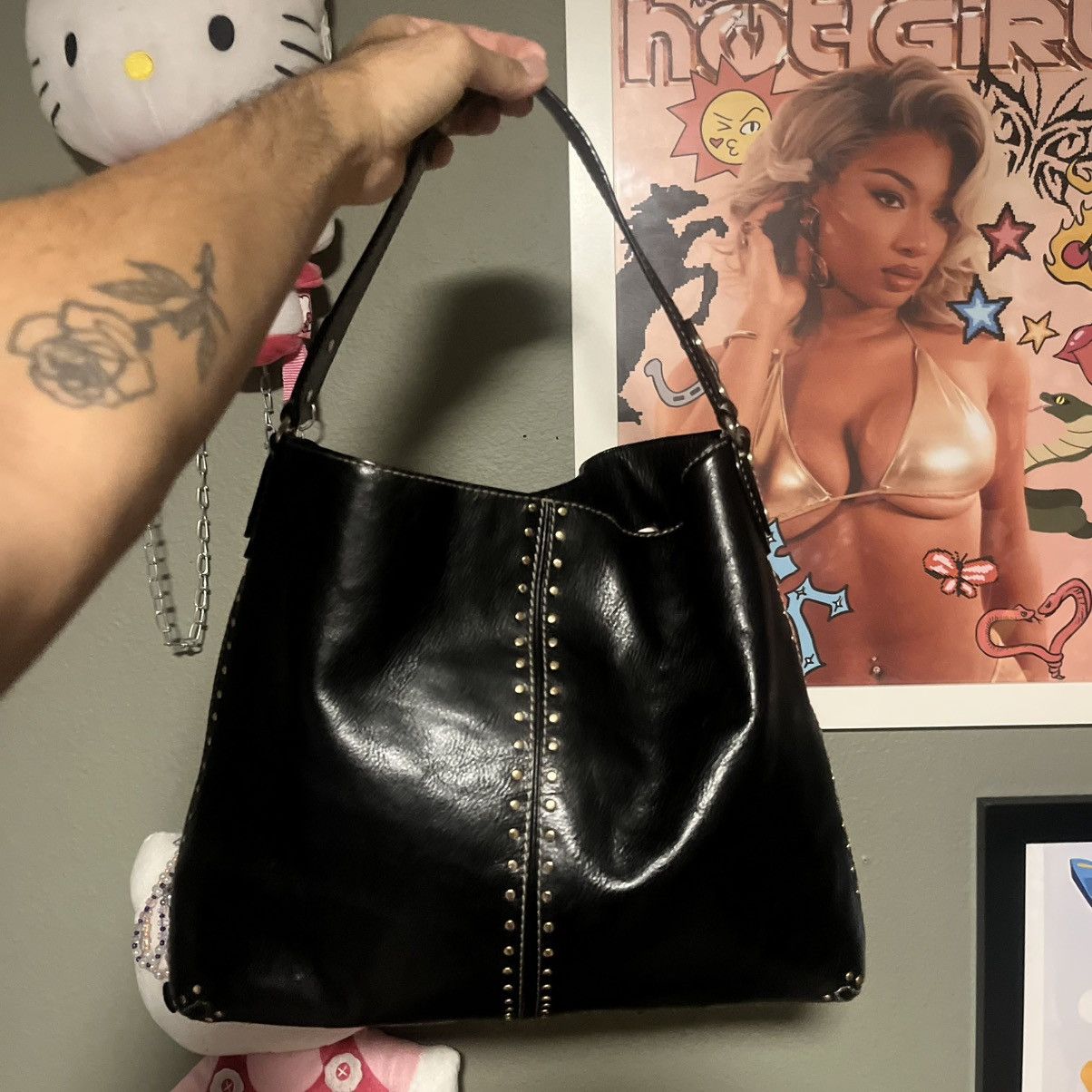 Michael Kors Michael Kors Black Leather Studded Hobo Bag Size ONE SIZE - 1 Thumbnail