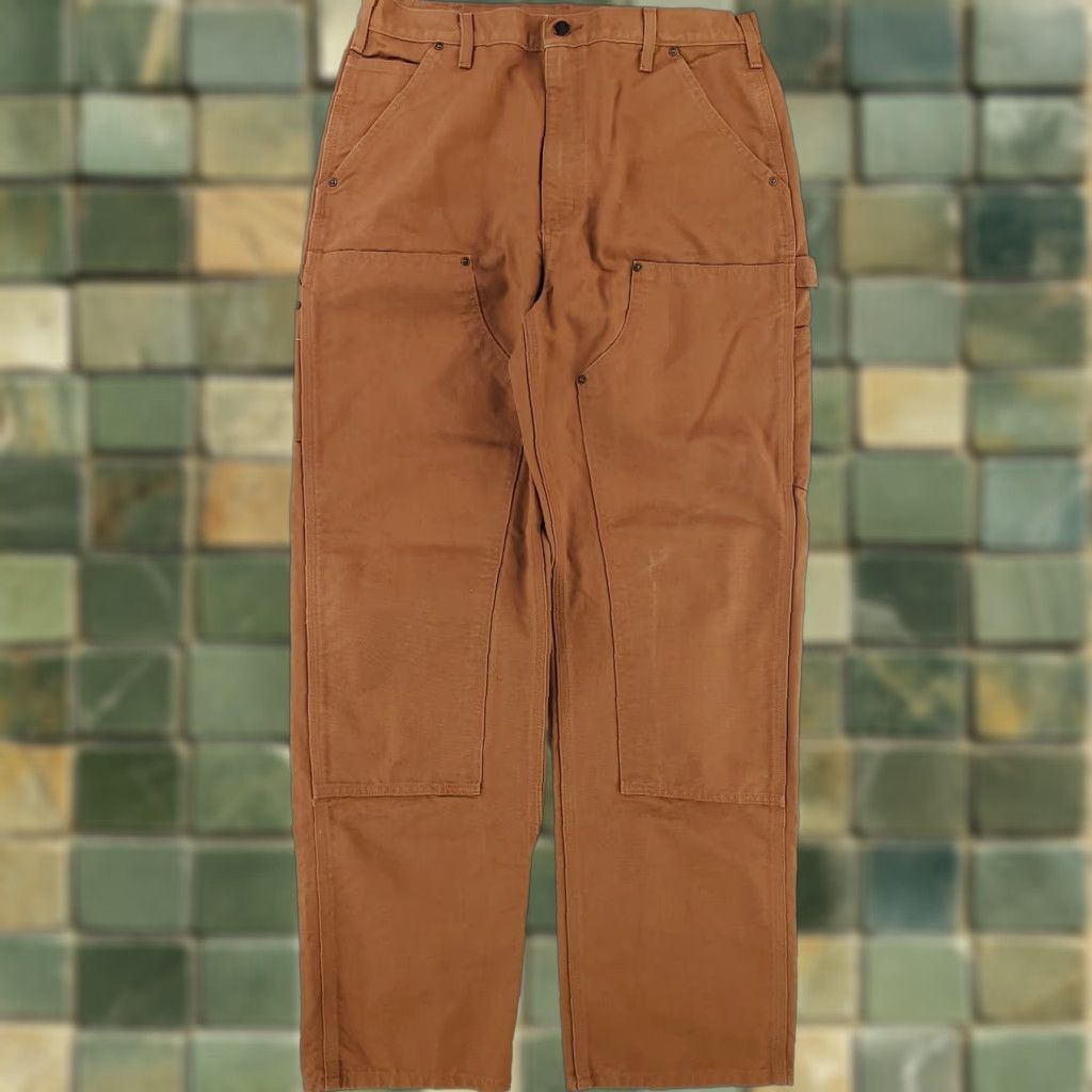 Carhartt Carhartt Jeans Carpenter Brown Mens 34x34 Double Knee Straight 34x34 Inseam Brown Mens Size US 34 / EU 50 - 1 Thumbnail