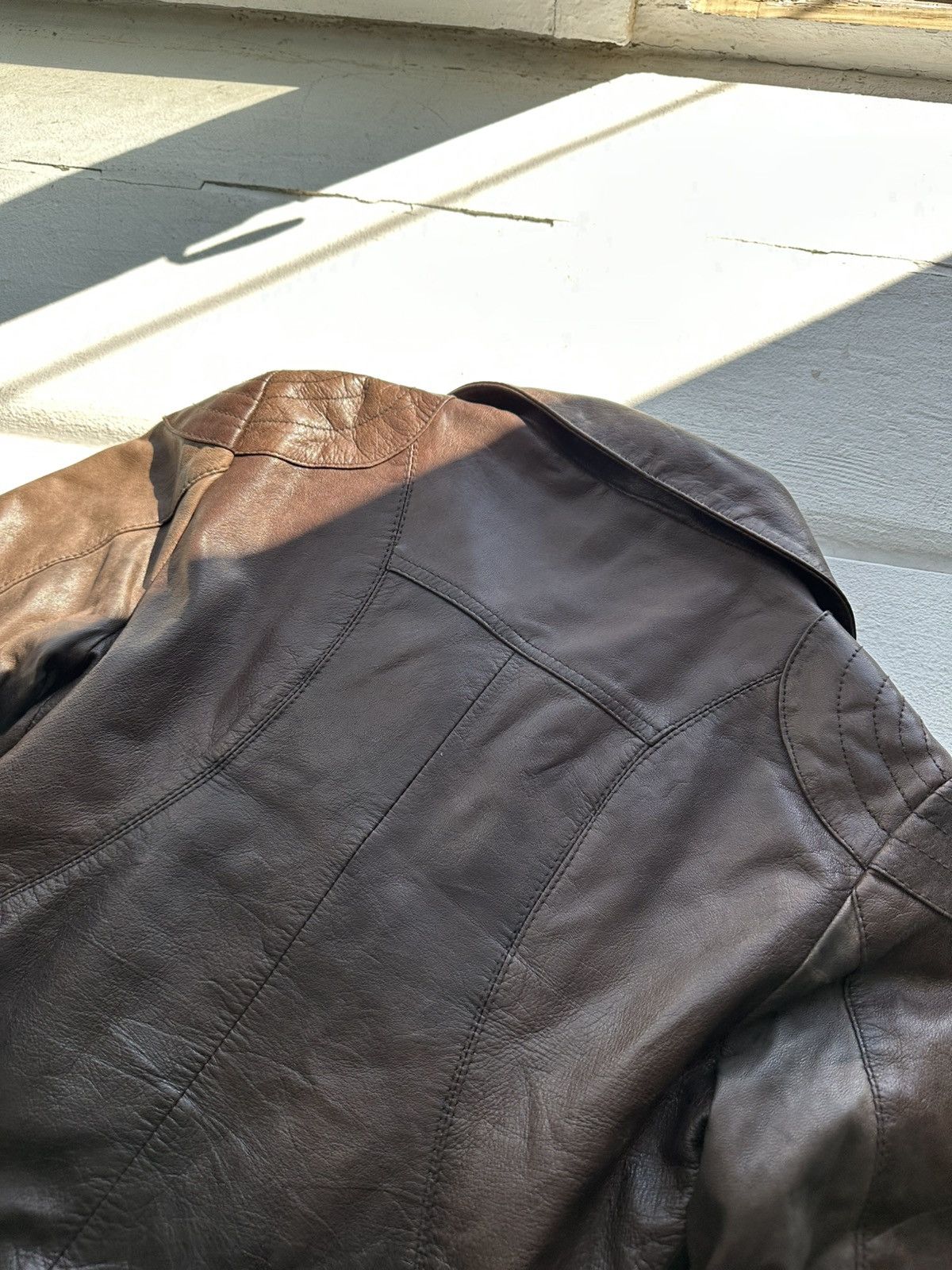Other 🚨Y2K RICK OWENS TYPE DIRTY SLIM FIT ZIP LEATHER JACKET Size XS / US 0-2 / IT 36-38 - 11 Thumbnail