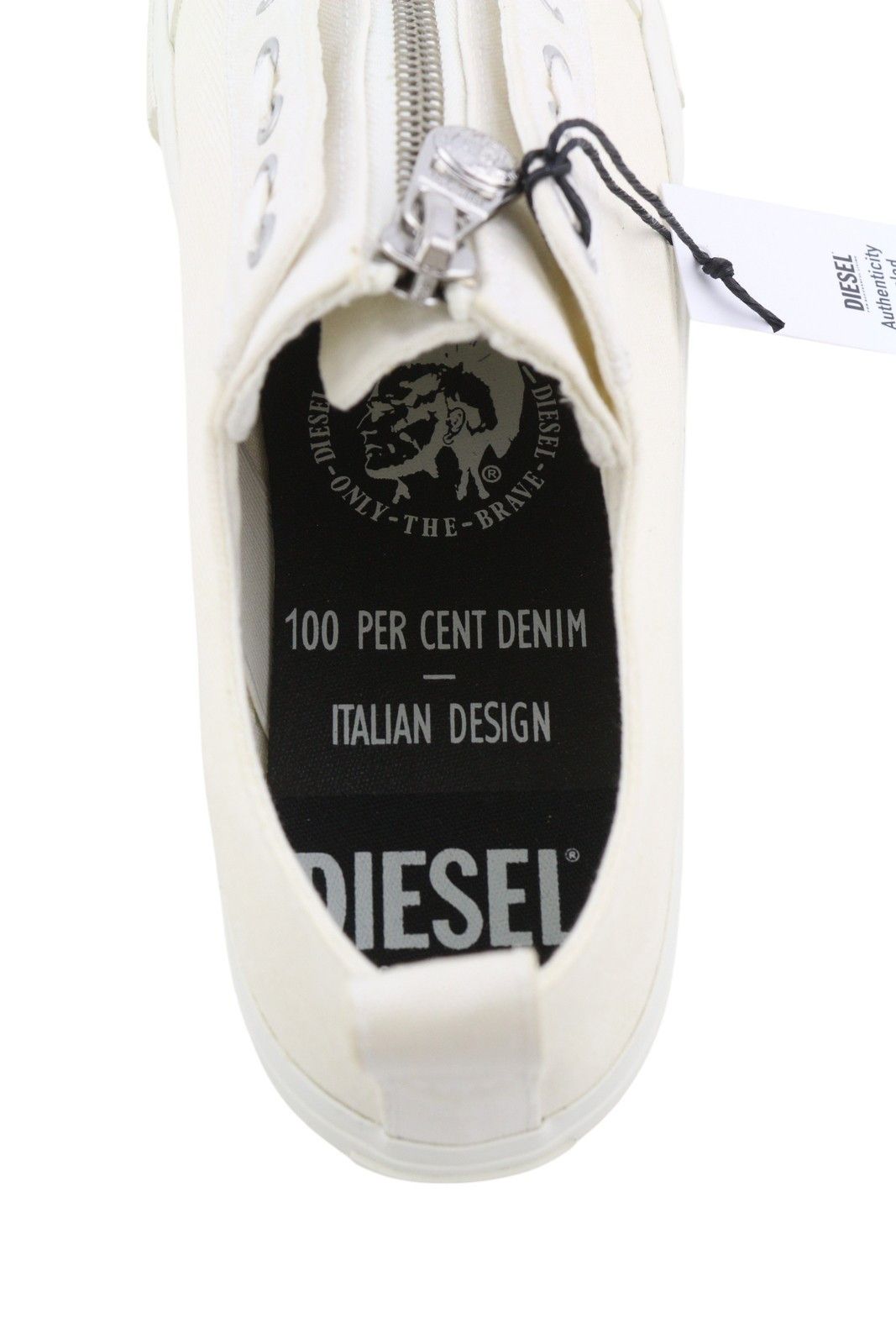 Diesel S-ASTICO L ZIP EU44.5 White Almond Toe Low Top 41109 Size US 11.5 / EU 44-45 - 10 Thumbnail