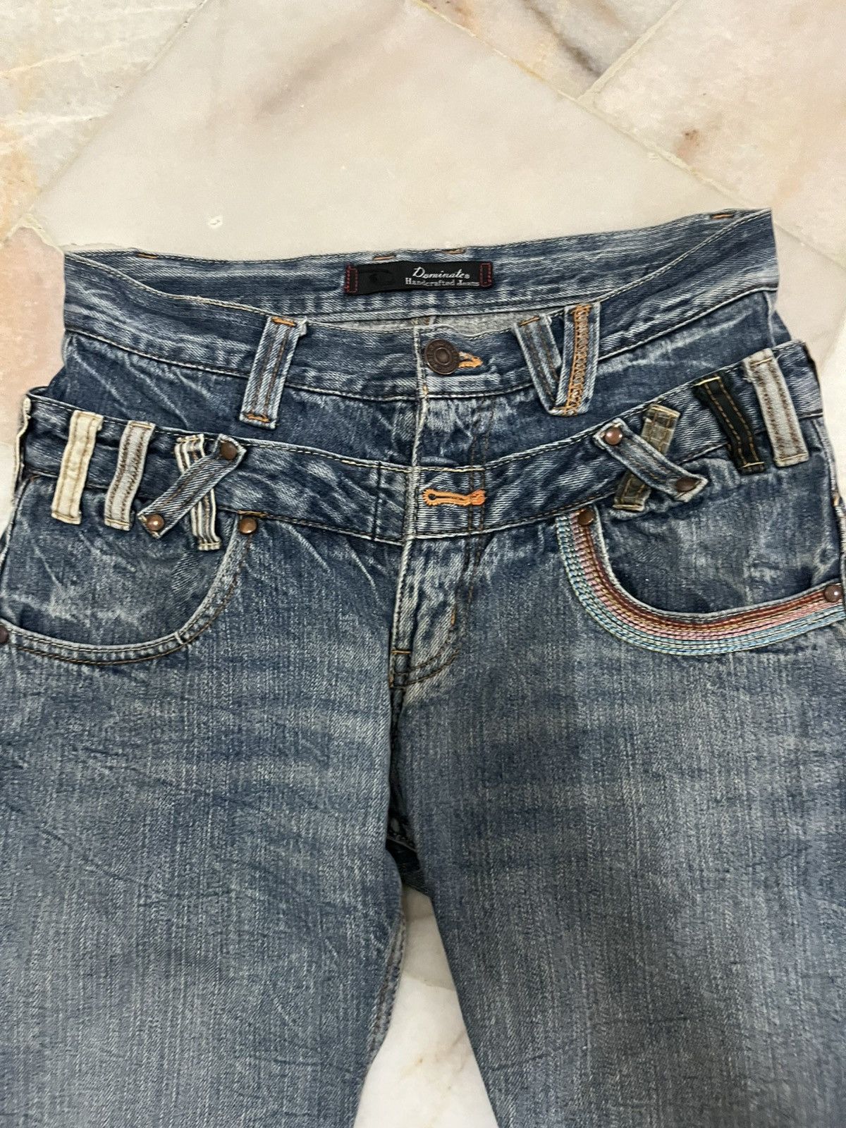 Japanese Brand DOUBLE WAIST DOMINATE HANDCRAFTED DISTRESED DENIM Size US 28 / EU 44 - 3 Thumbnail