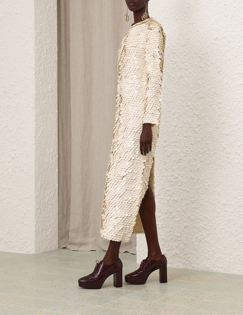 Zimmermann oc11z0925 Eden Sequin Maxi Dress in Cream Size XS / US 0-2 / IT 36-38 - 8 Thumbnail