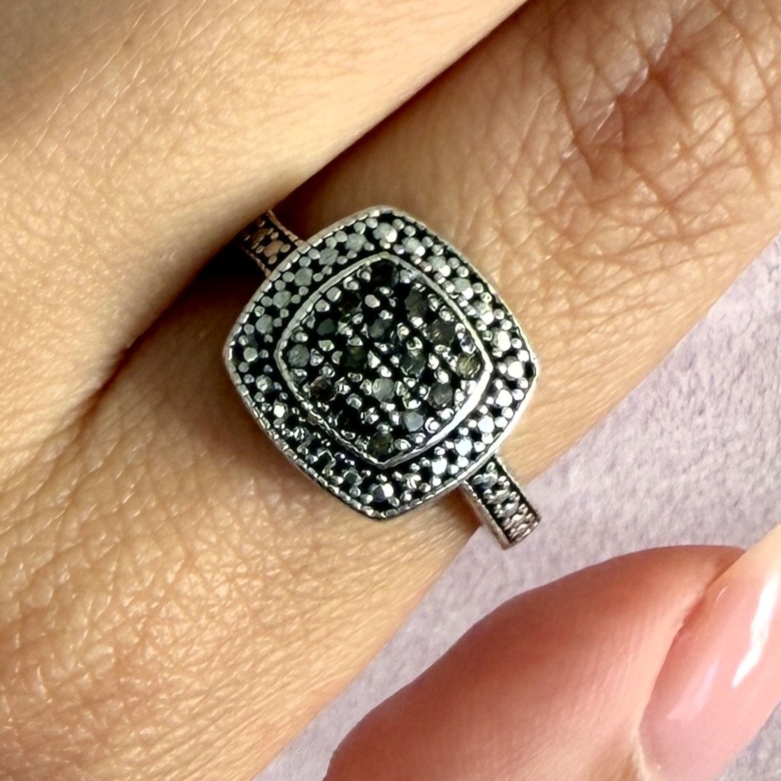 Sterling Silver sterling silver pave diamond ring size 8.25 Size ONE SIZE - 1 Thumbnail
