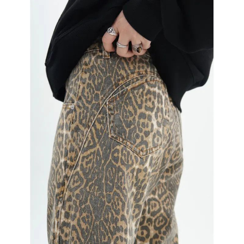 Japanese Brand × Jean Retro loose high street leopard print jeans Size US 32 / EU 48 - 4 Thumbnail