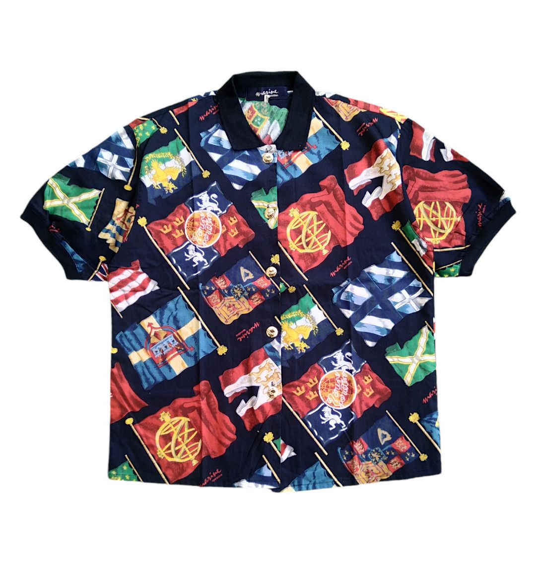 If Six Was Nine × Japanese Brand VTG 80s Marine Sporutino All Over Print Flag Retro Style Size US M / EU 48-50 / 2 - 1 Thumbnail