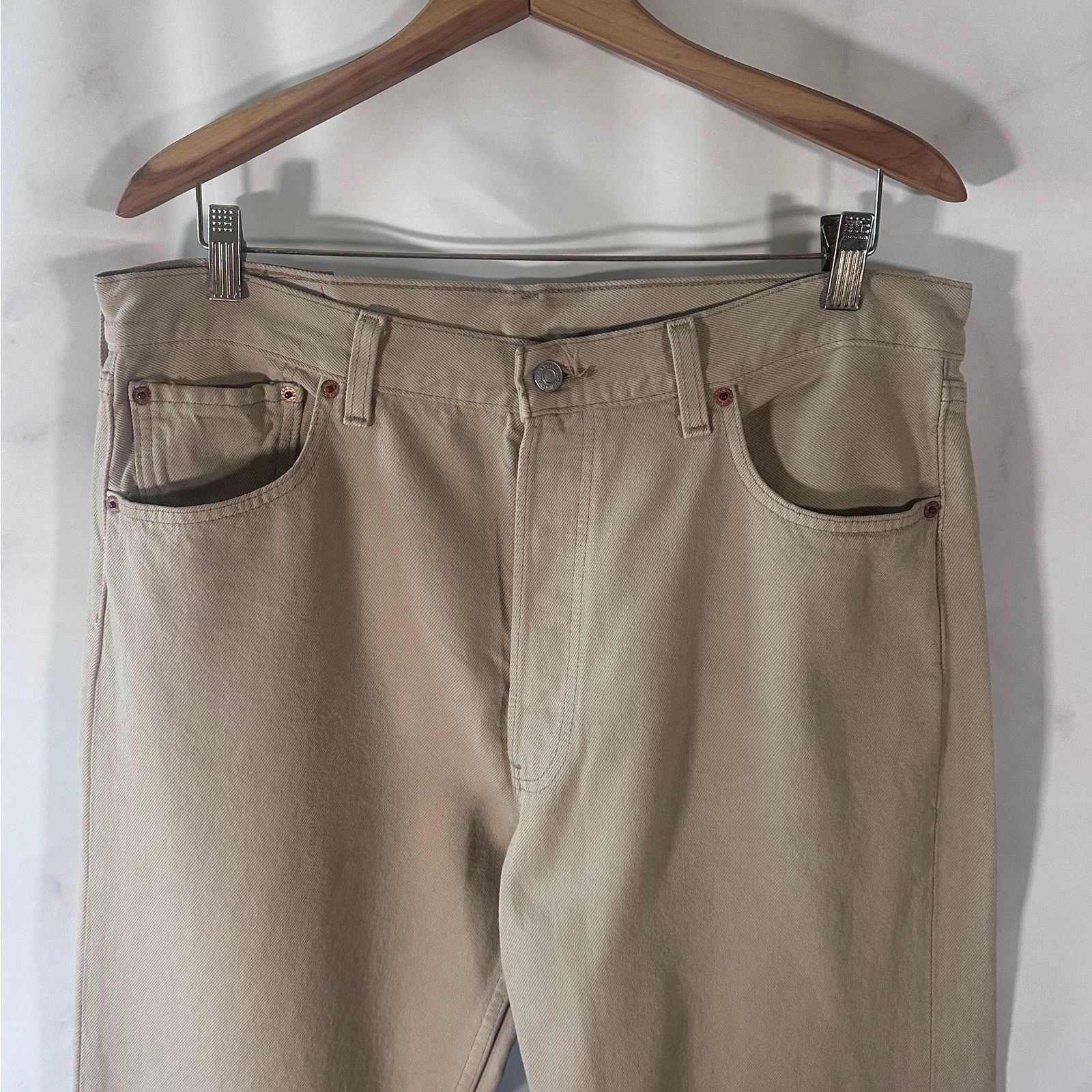 Levi's Vintage 501 Beige Denim Size US 36 / EU 52 - 2 Thumbnail