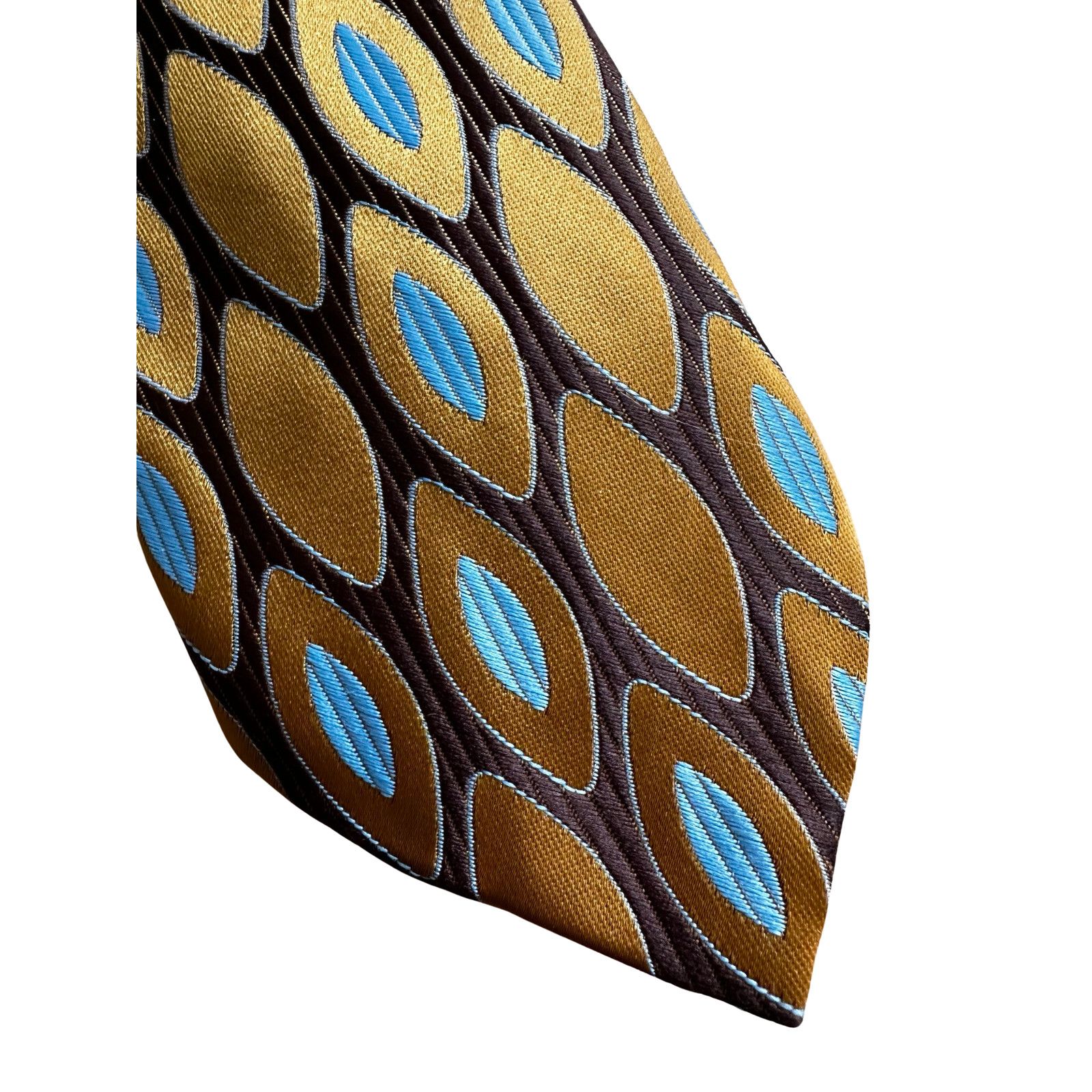Vintage Mid Century Modern Brown Blue Tan Monsieur Cravatieur Tie Size ONE SIZE - 3 Thumbnail