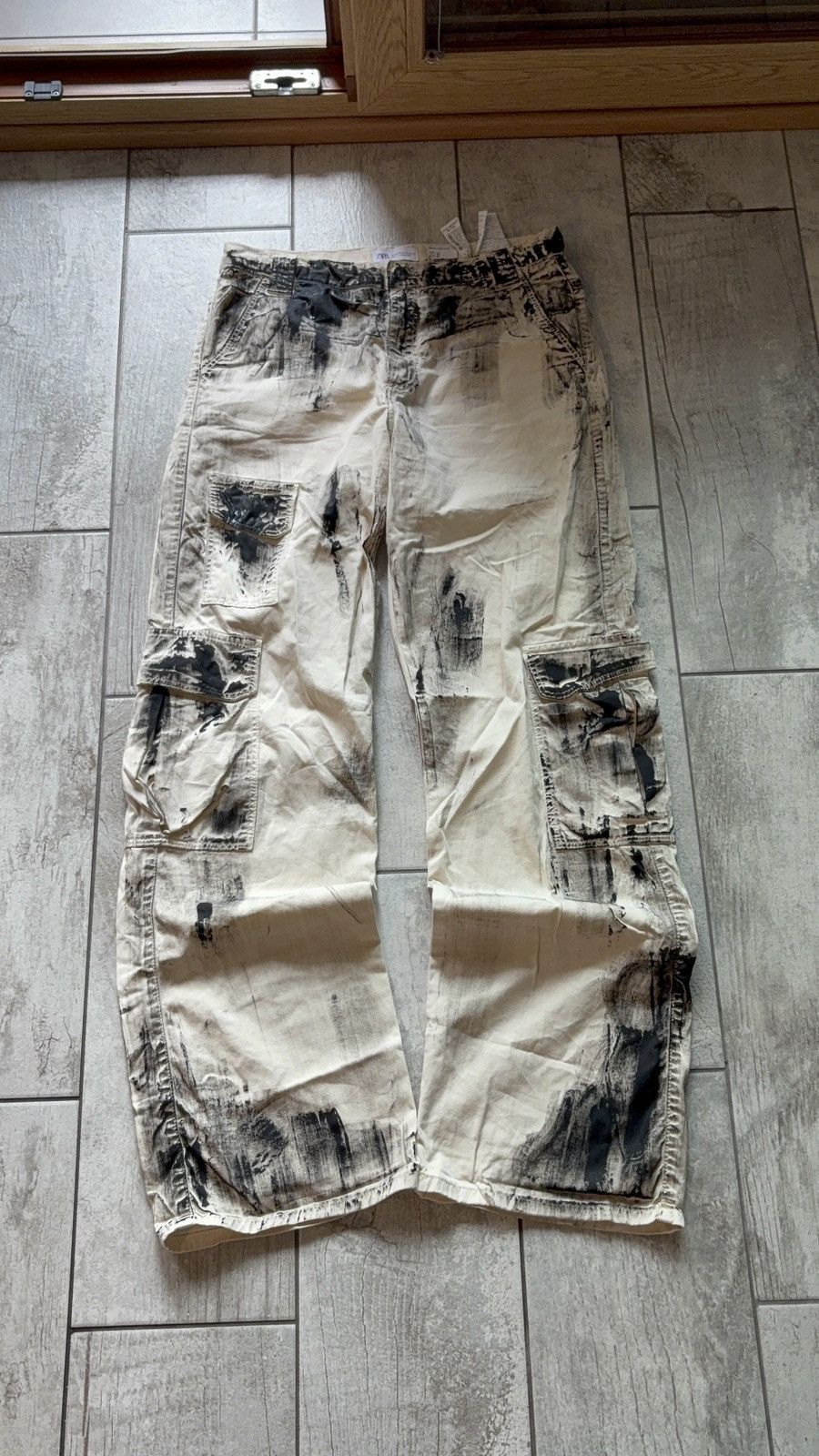 Japanese Brand rare cargo handmade painted faded loose pants 💥 Size US 31 - 3 Thumbnail