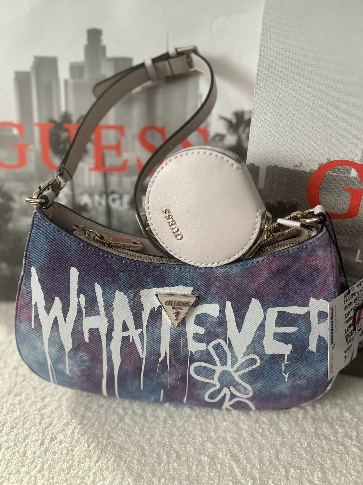 Guess GUESS X BANKSY BRANDALISED TOP ZIP SHOULDER/HANDBAG Size ONE SIZE - 1 Thumbnail