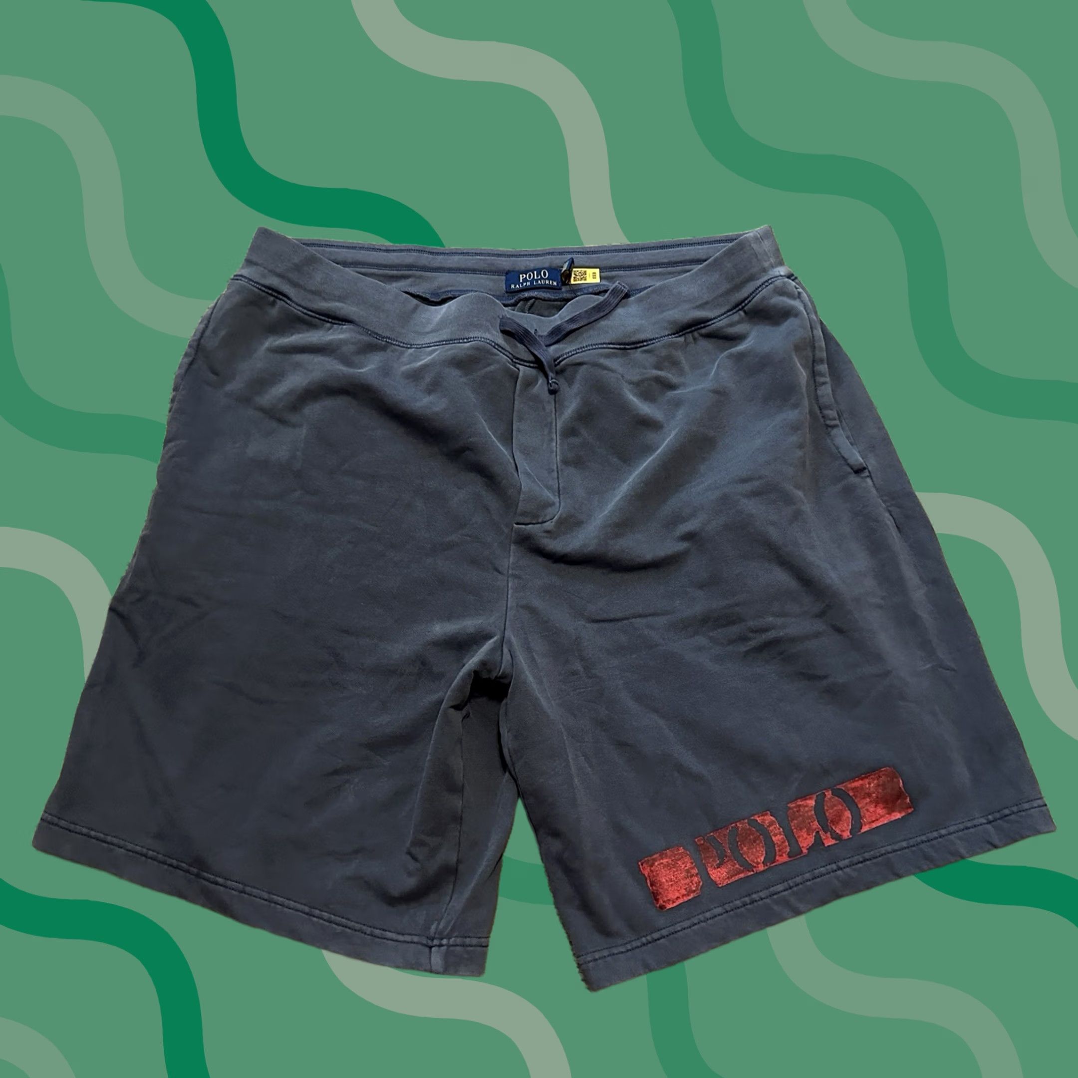 Polo Ralph Lauren VINTAGE Polo Ralph Lauren Shorts Mens 2XLT Fleece Navy Pockets Drawstring Elastic Waist 10 In Inseam Regular Logo Sports Preppy Cotton Blend Size US XXL / EU 58 / 5 - 1 Thumbnail