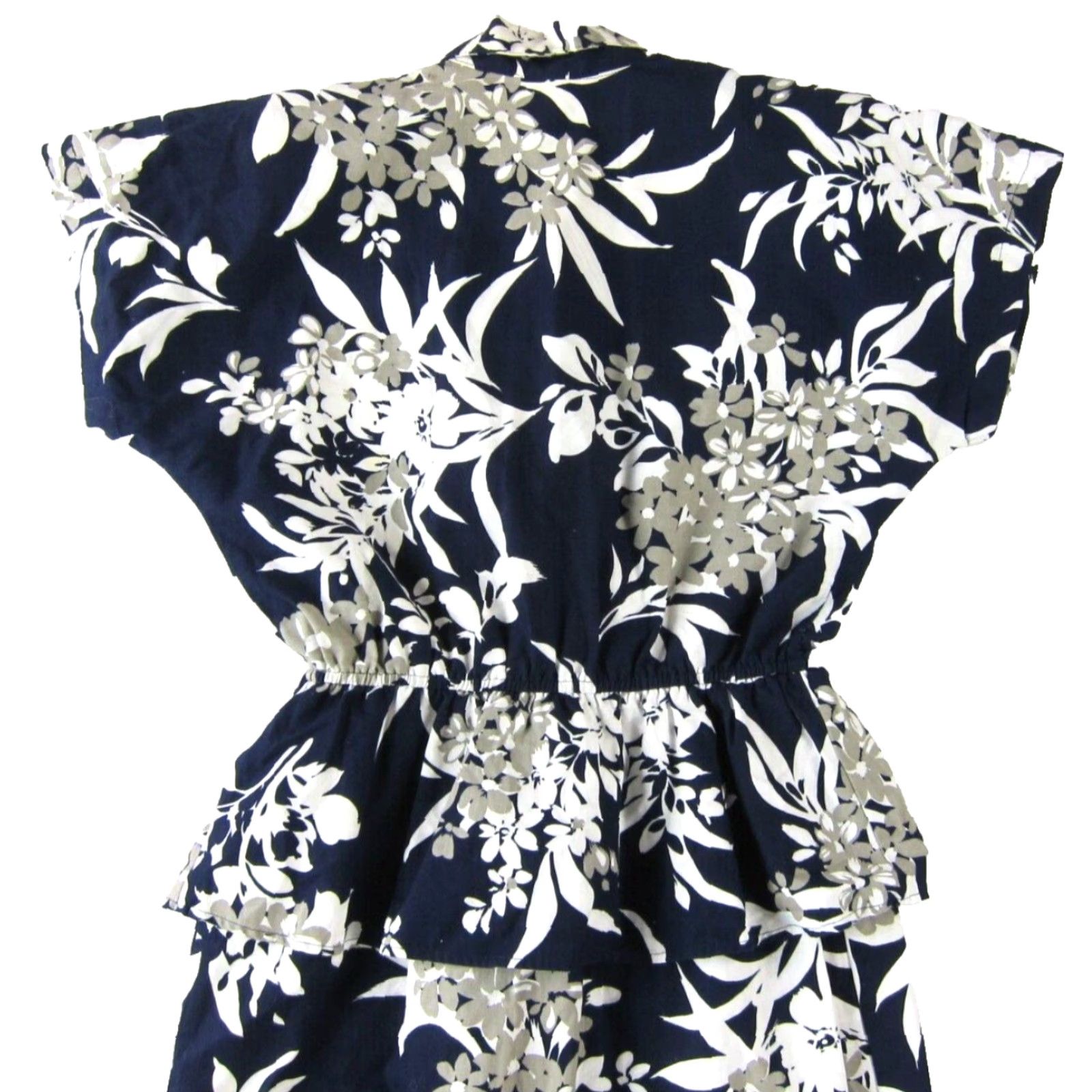 Vintage VINTAGE John Richard Floral Short Sleeve Peplum Dress blue White Grey 8 Women (Adult) Dress Size 30" / US 8 / IT 44 - 5 Thumbnail
