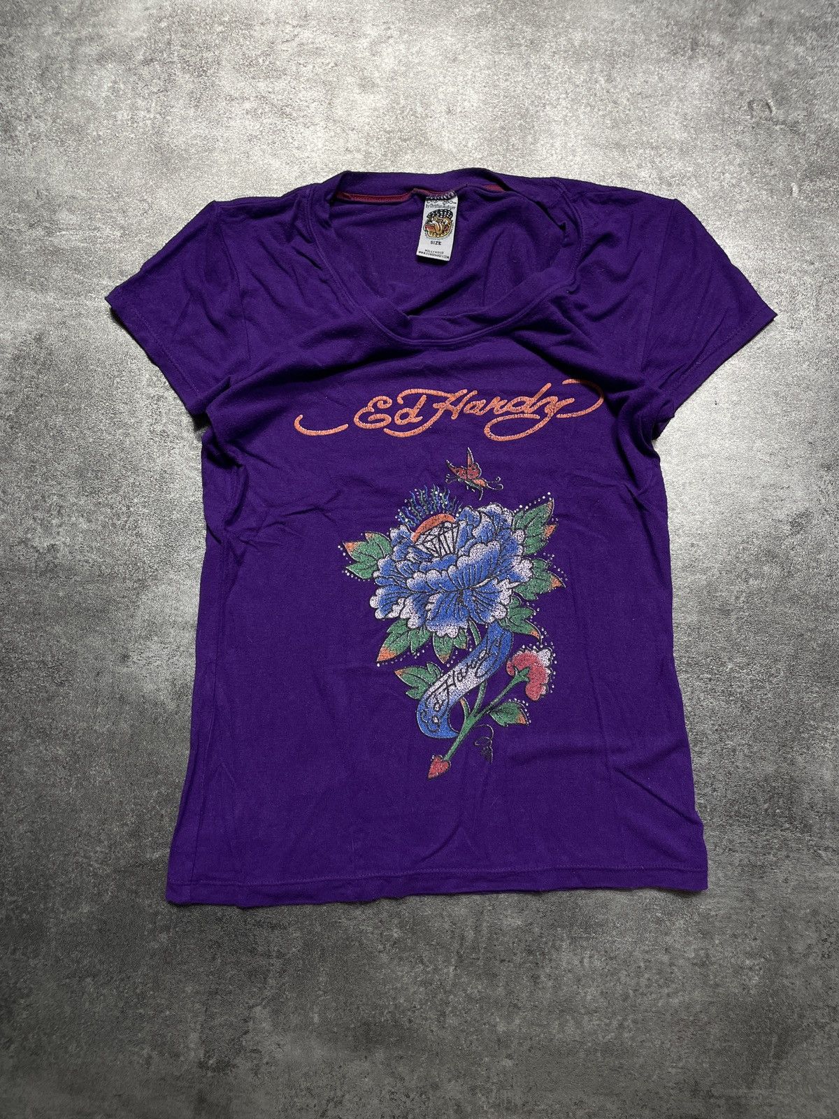 Christian Audigier ❗️RARE❗️Ed Hardy Vintage Y2K Tee Spellout Hype Rare Size XS / US 0-2 / IT 36-38 - 1 Thumbnail
