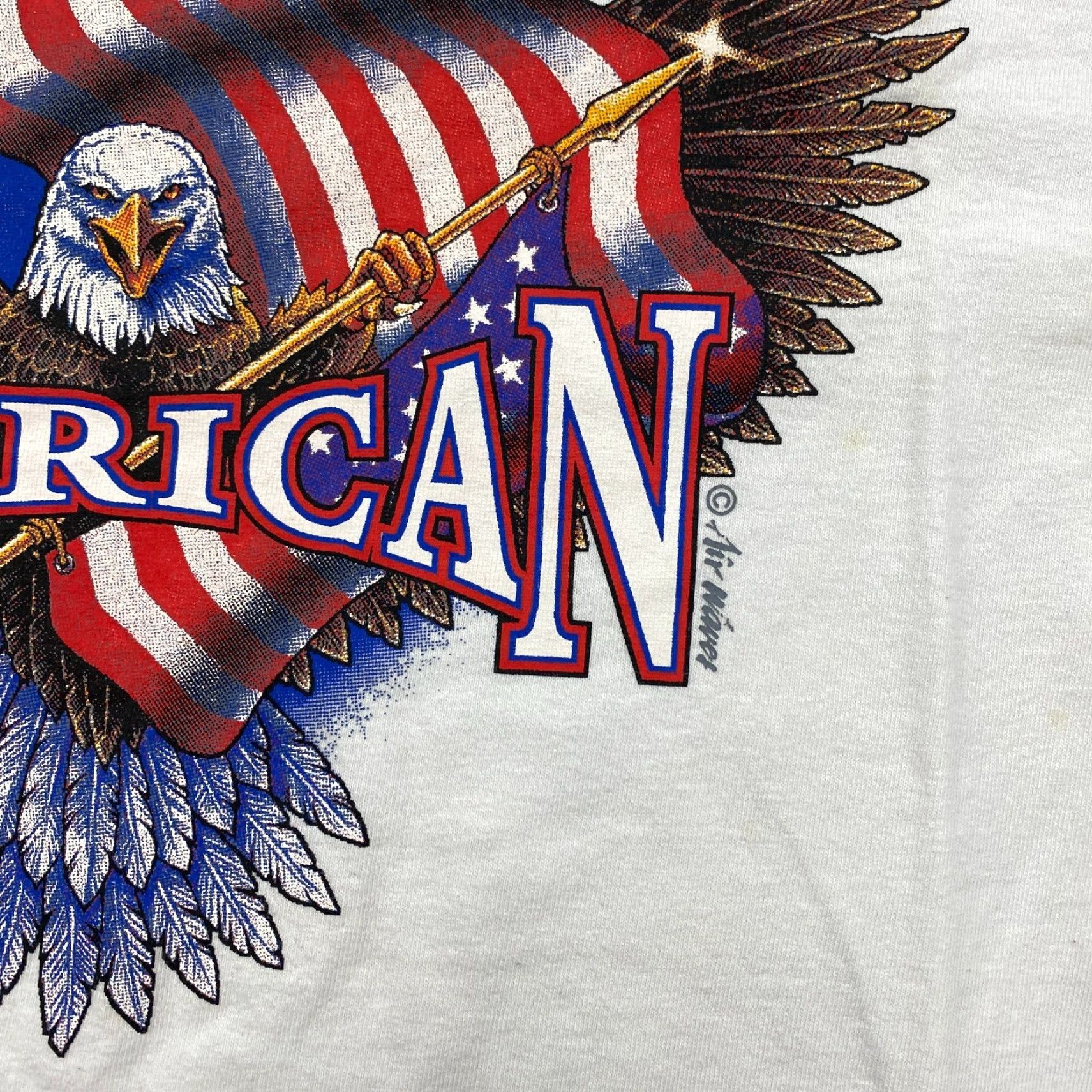 Fruit Of The Loom VINTAGE Fruit of the Loom Air Waves Shirt Mens L White Eagle Graphic USA Proud to be an American Size US L / EU 52-54 / 3 - 4 Thumbnail