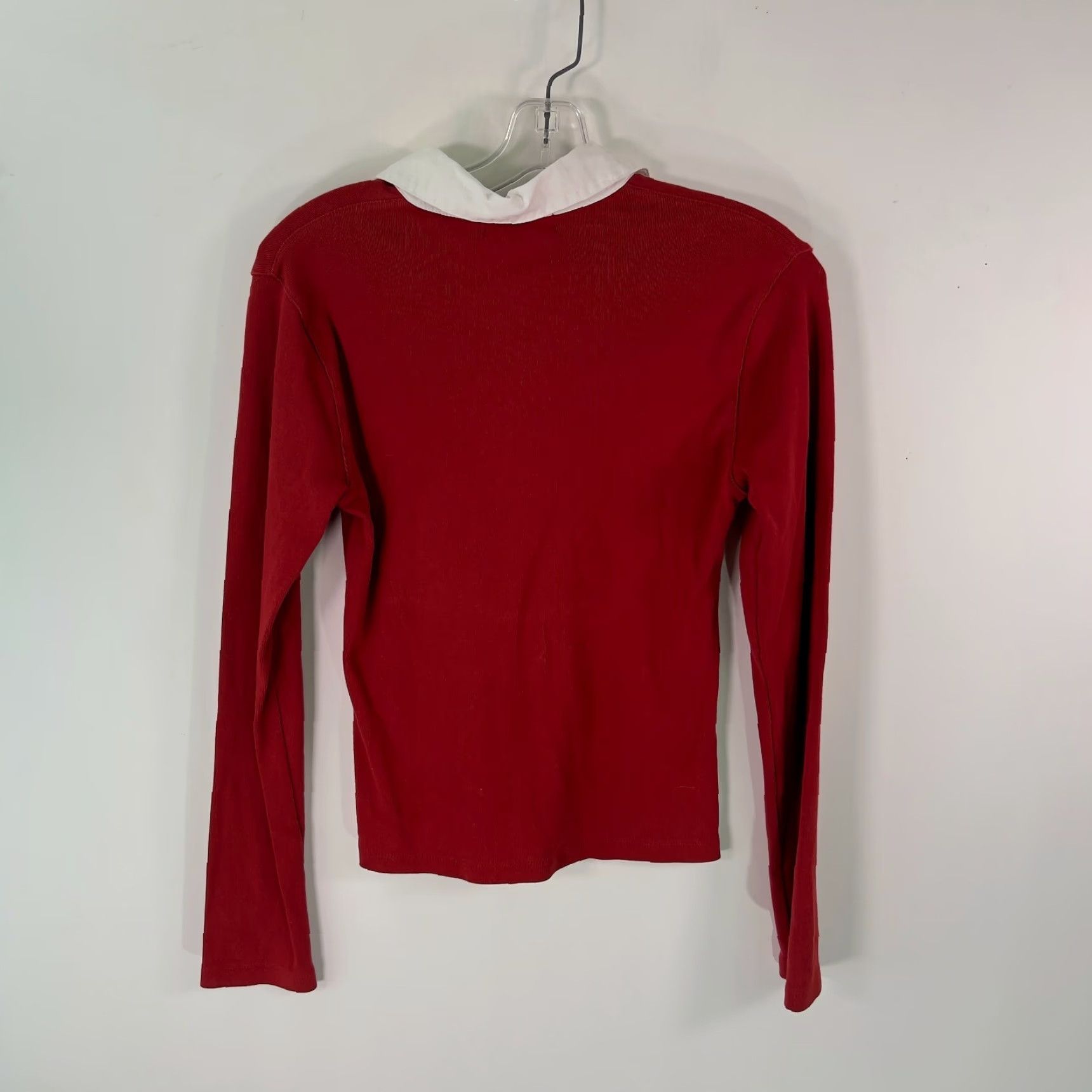Banana Republic Banana Republic Sweater Pullover Long Sleeve Red Knit 100% Cotton M Womens Classic solid Button Collared Casual Kn/US Seller Size M / US 6-8 / IT 42-44 - 2 Thumbnail