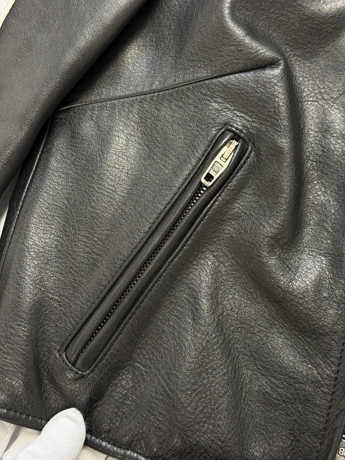 Balenciaga Balenciaga Shrunk Racer Jacket Black Leather Size XS / US 0-2 / IT 36-38 - 7 Thumbnail