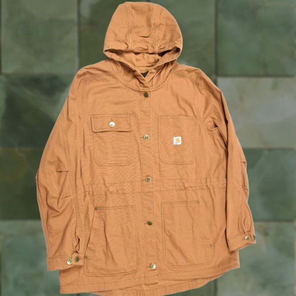 Carhartt Carhartt Rugged Flex Hooded Coat Brown Button-Up Long Sleeve Canvas XL Womens Regular Coat Size XL / US 12-14 / IT 48-50 - 1 Thumbnail