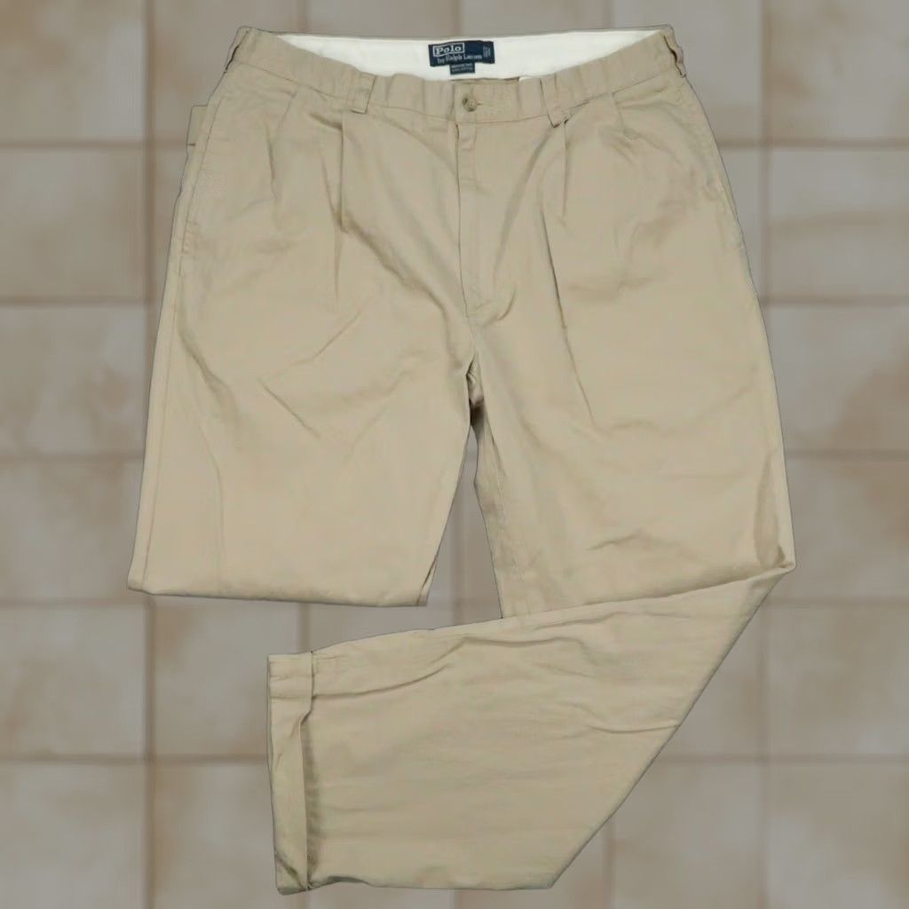 Polo Ralph Lauren Polo Ralph Lauren Pants Mens 35x30 Beige Hammond Double Pleat Chino Trouser Size US S / EU 44-46 / 1 - 1 Thumbnail