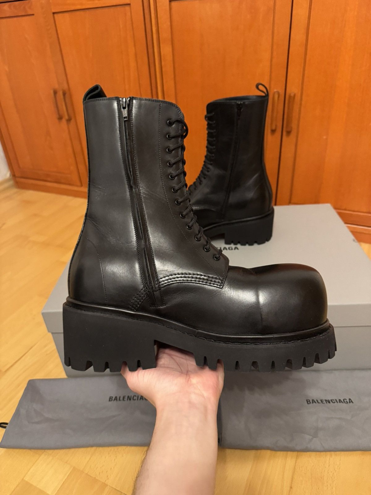 Balenciaga *NEW* Balenciaga Stomper Leather Black Boots Size US 11 / EU 44 - 4 Thumbnail