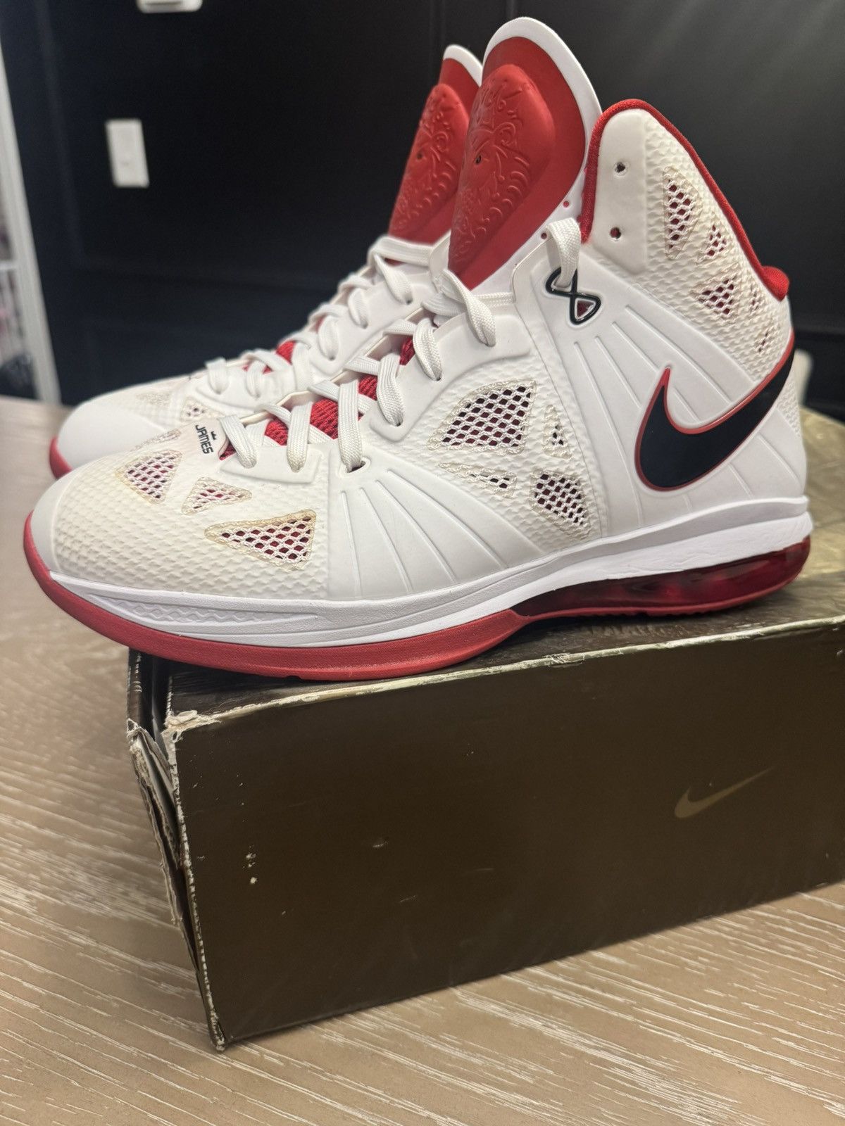 Nike Lebron 8 P.S. VIII White Sport Red Size US 10 / EU 43 - 3 Thumbnail