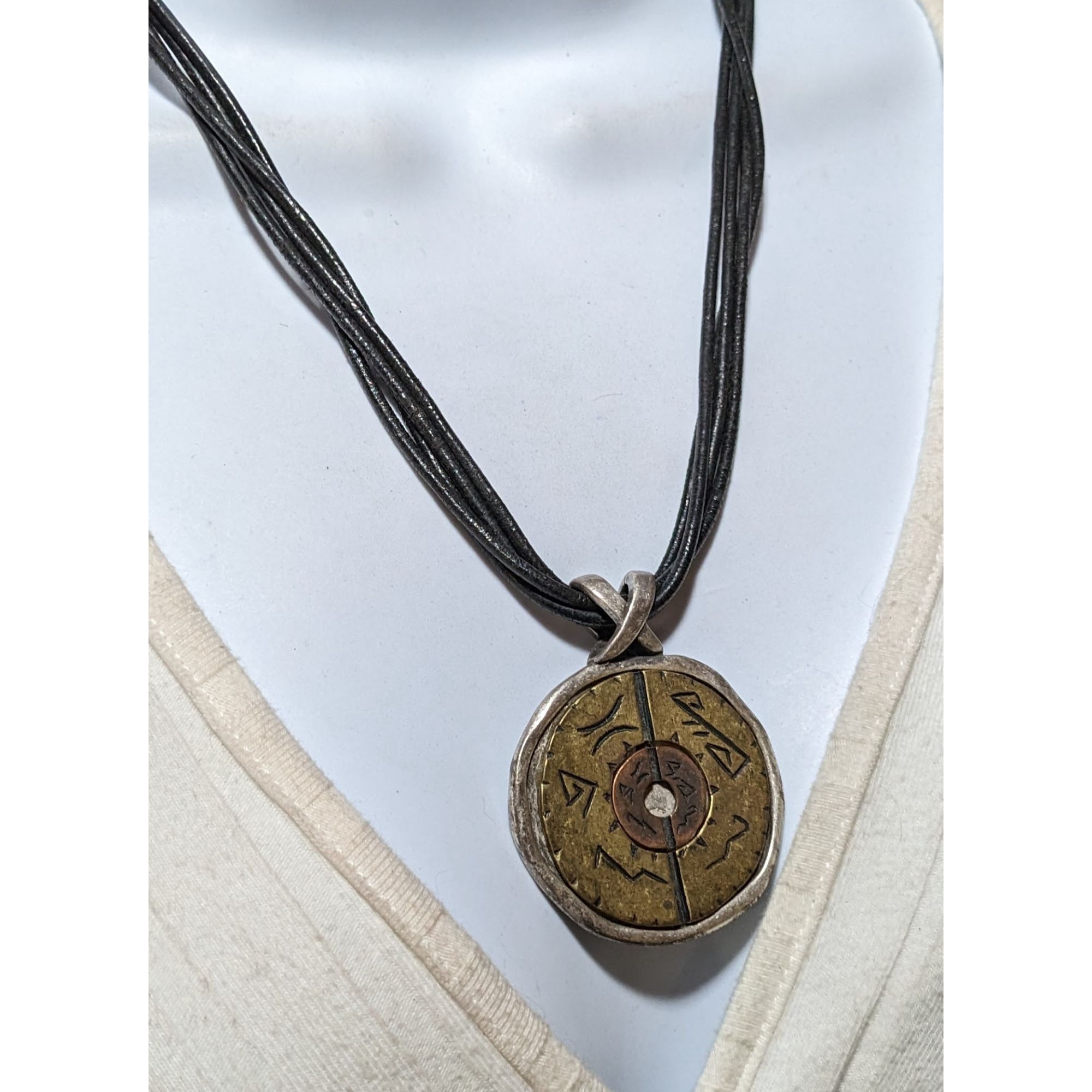 Chicos Chico's Vintage Brutalist Mixed Metal Pendant Necklace Size ONE SIZE - 8 Thumbnail