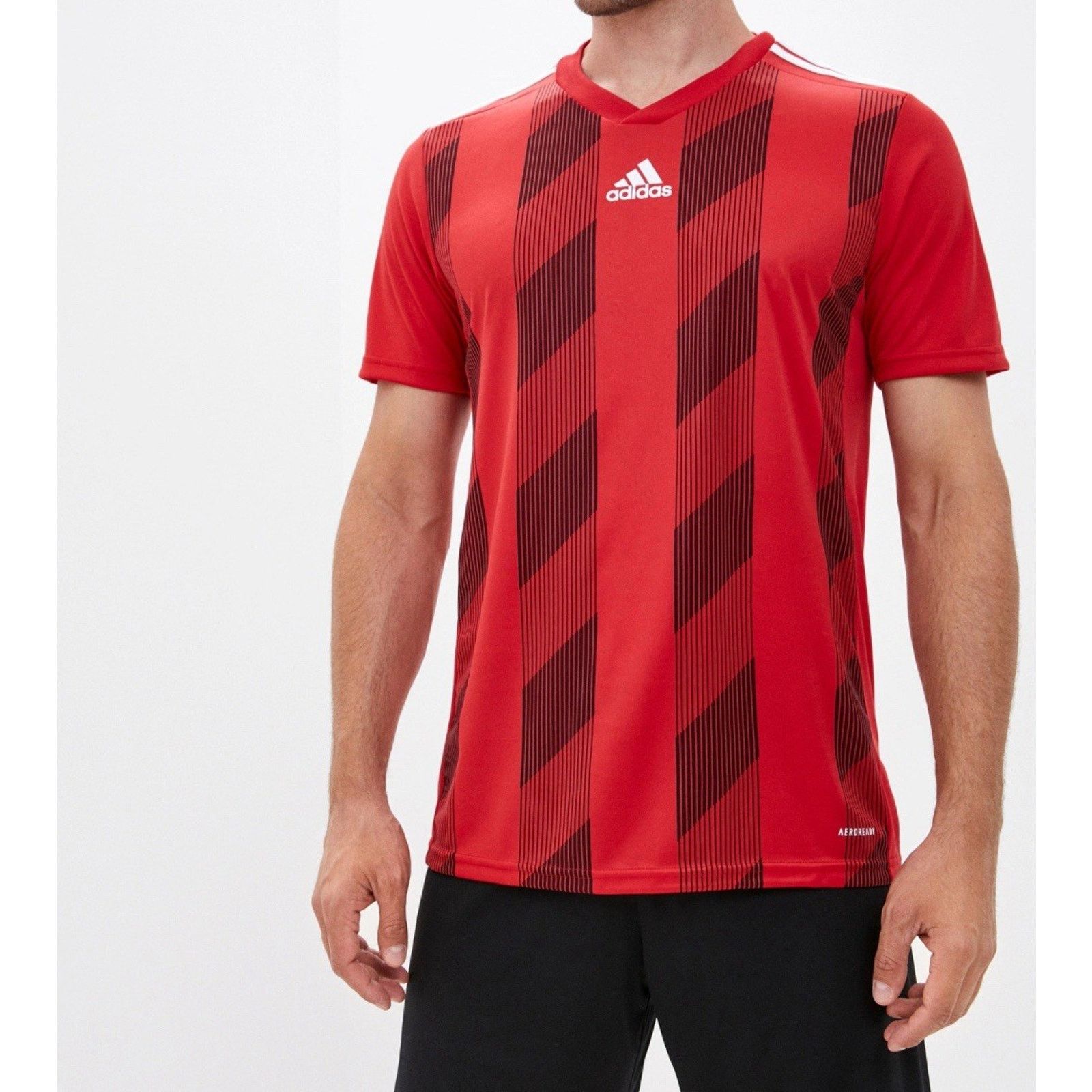 Adidas Adidas Shirt Mens Small Red Striped Climalite V-Neck Soccer Size US S / EU 44-46 / 1 - 11 Thumbnail