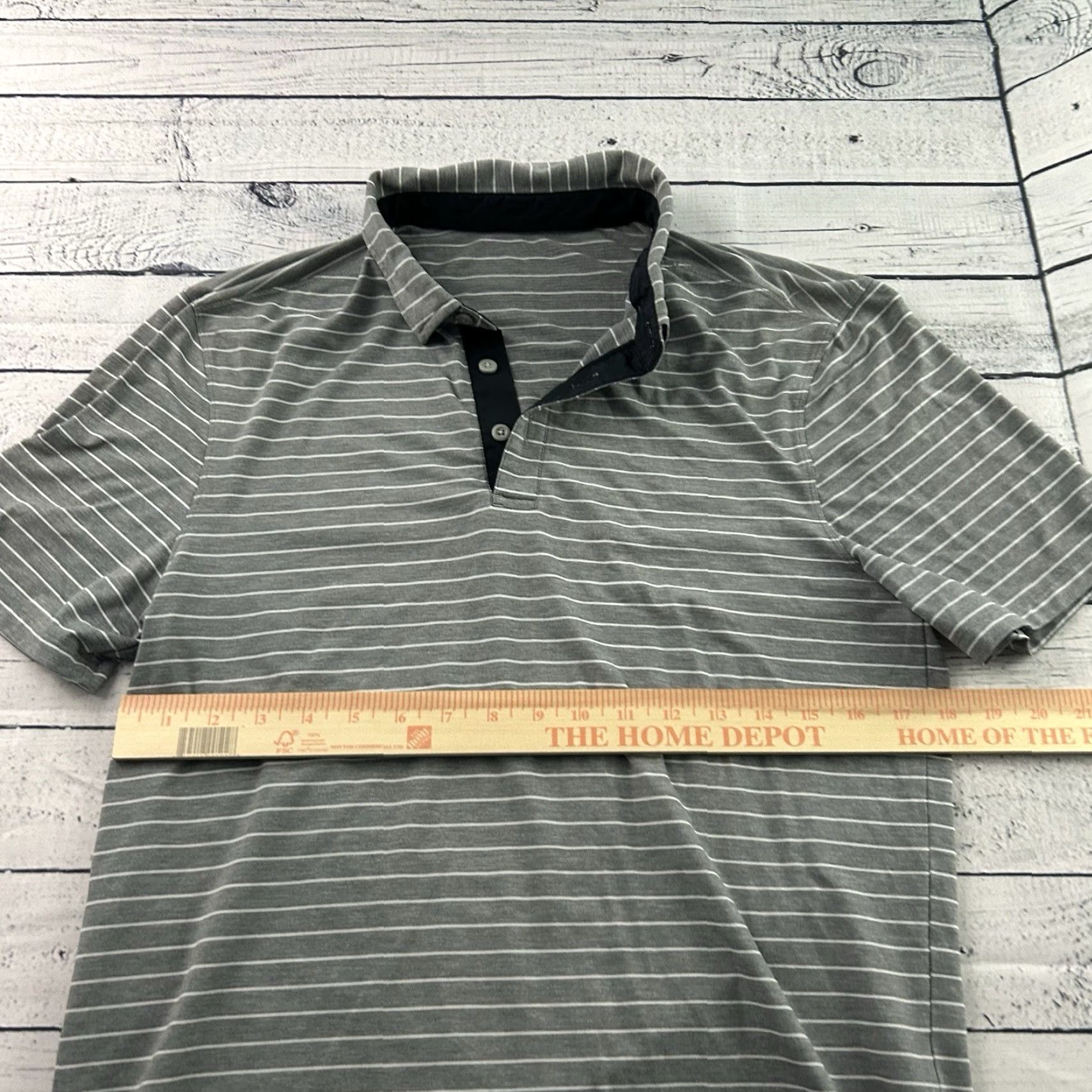 Lululemon Lululemon Short Sleeve Striped Button Front Polo Shirt Men's Medium Gray Shirt Size US M / EU 48-50 / 2 - 3 Thumbnail