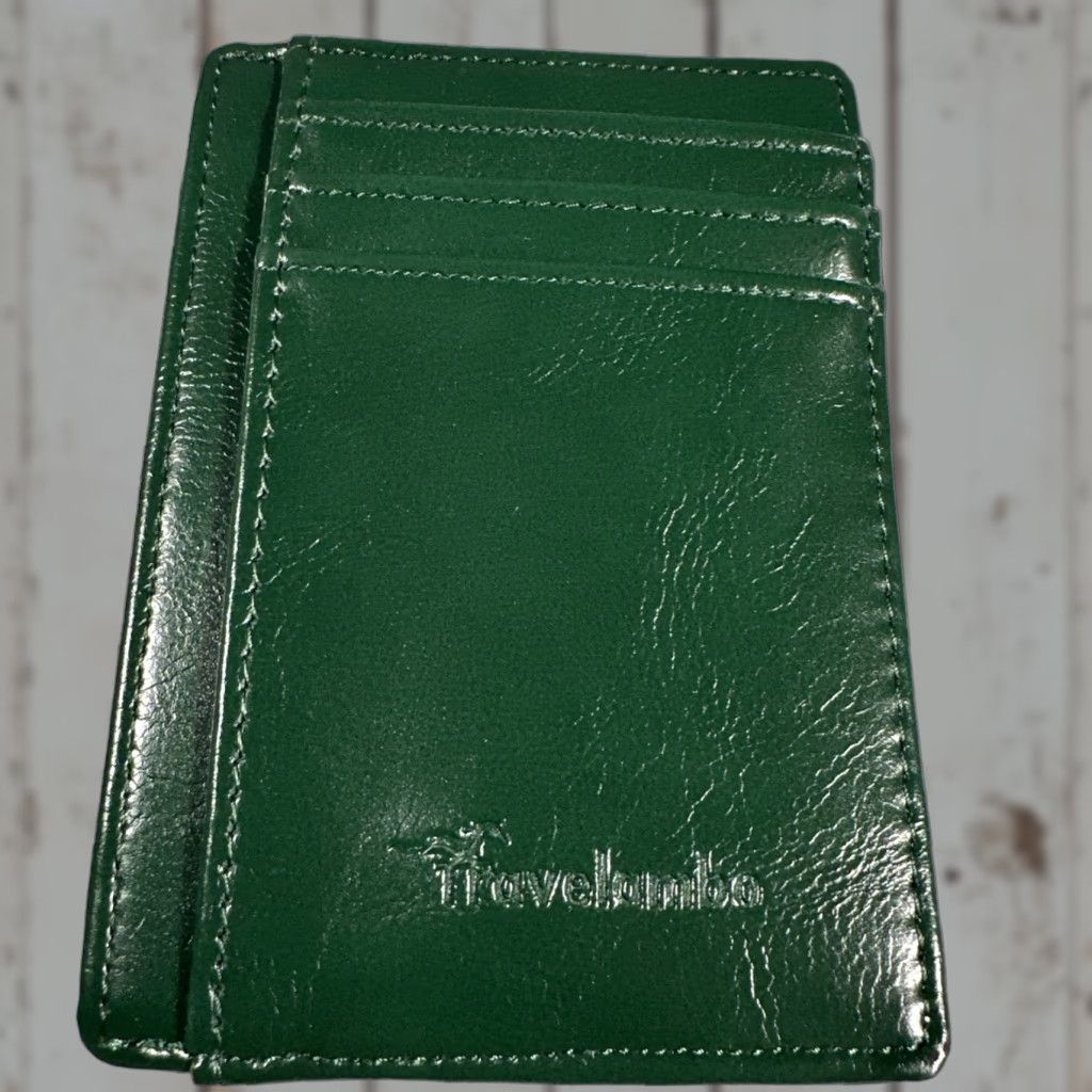 Vintage Travelambo Slim Wallet Front Pocket Leather Rfid Blocking Green Edc Minimalist Slim Wallet