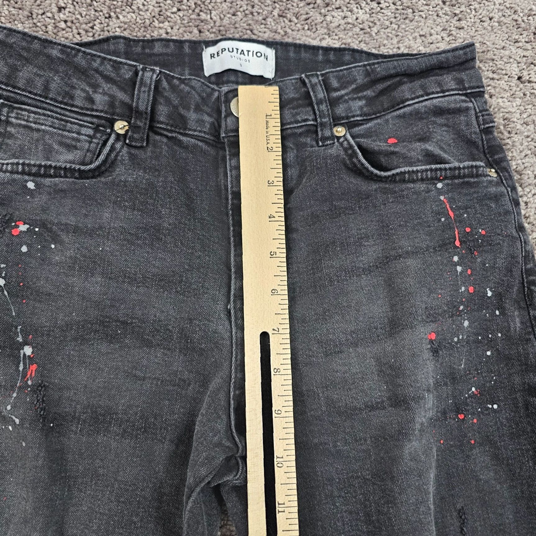 Vintage VINTAGE Serenede Men Jeans Skinny Black Distressed Paint Splatter Stretch 28 Waist 31 Inseam Size US 28 / EU 44 - 5 Thumbnail