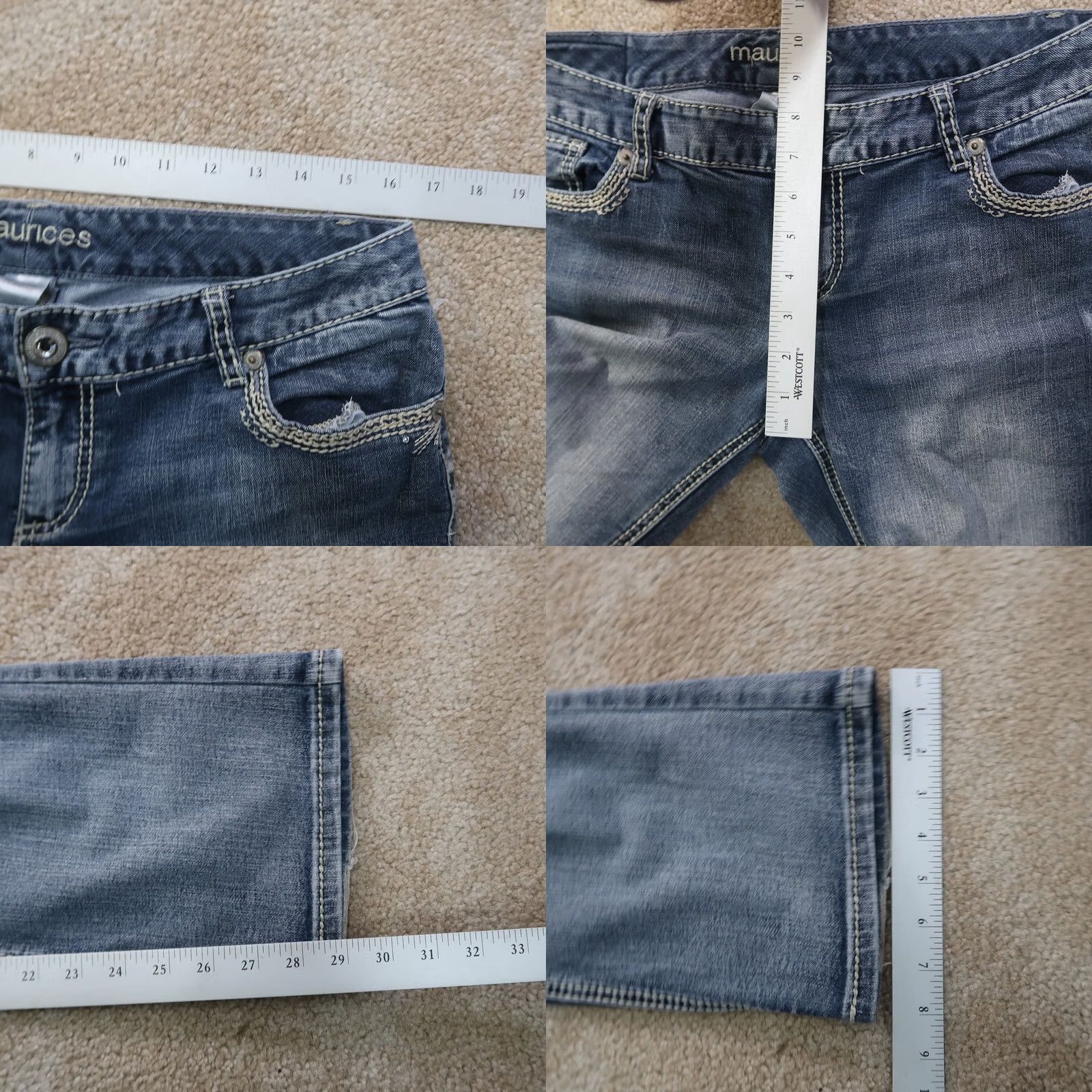 Vintage Maurices Jeans Women's Mid Rise Bootcut 9/10s Blue Stretch Denim 32x29 Regular Fabric Wash Medium Vintage No Size 32" / US 10 / IT 46 - 8 Thumbnail