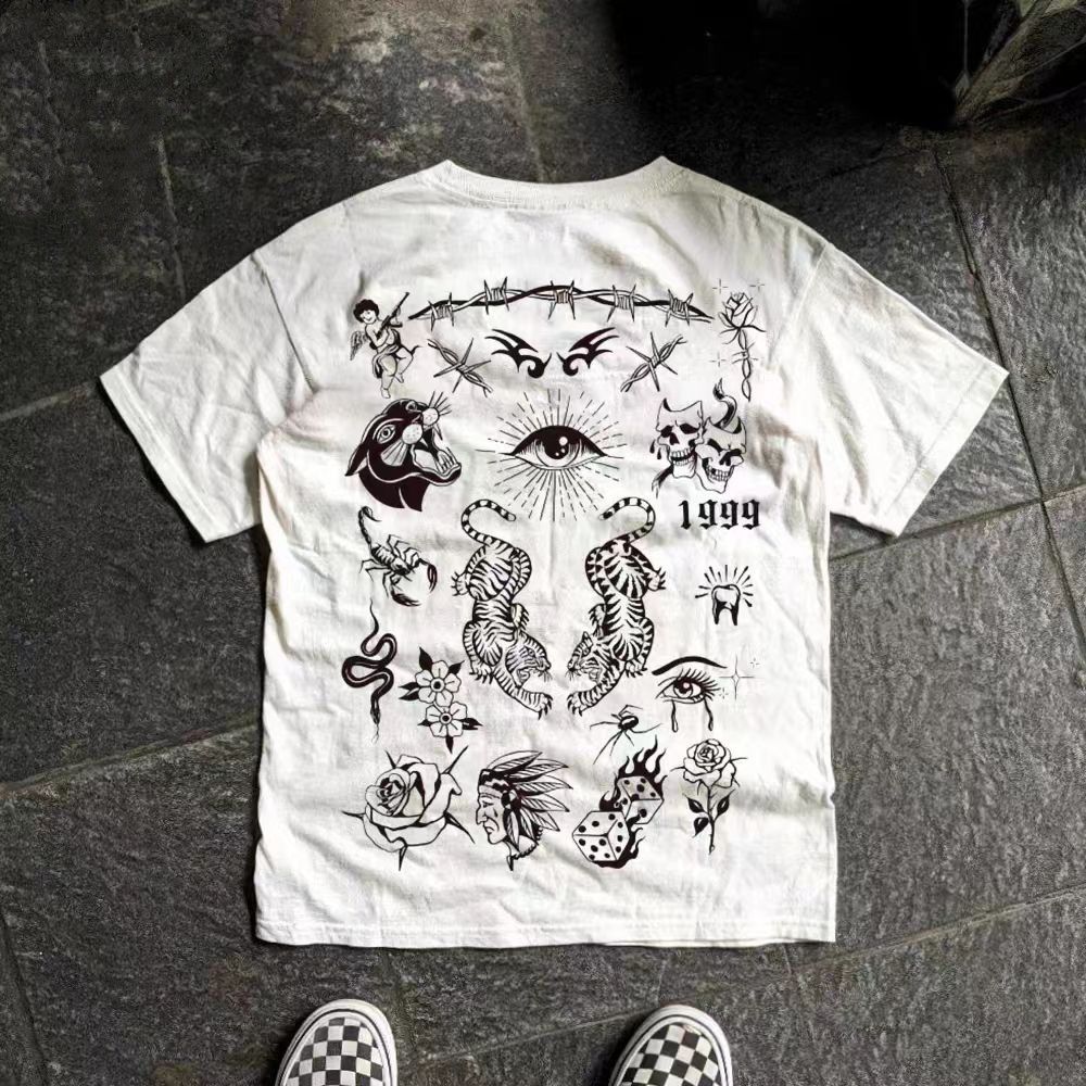 Vintage White Washed Vintage Tiger Graffiti T-Shirt Size US M / EU 48-50 / 2 - 1 Thumbnail