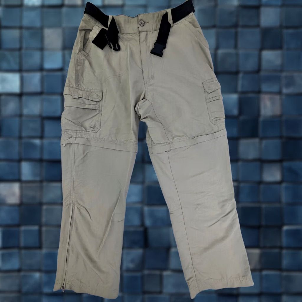 Vintage Cabelas Cargo Pants, 34x28, Khaki Nylon, Convertible, Belt, Regular, Men, 36 TAG/28 True, Outdoor, Vintage: No Size US 34 / EU 50 - 1 Thumbnail