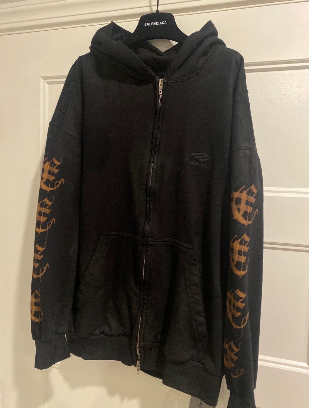 image of Balenciaga Heavy Metal Zip Up in Black, Men's (Size Small)